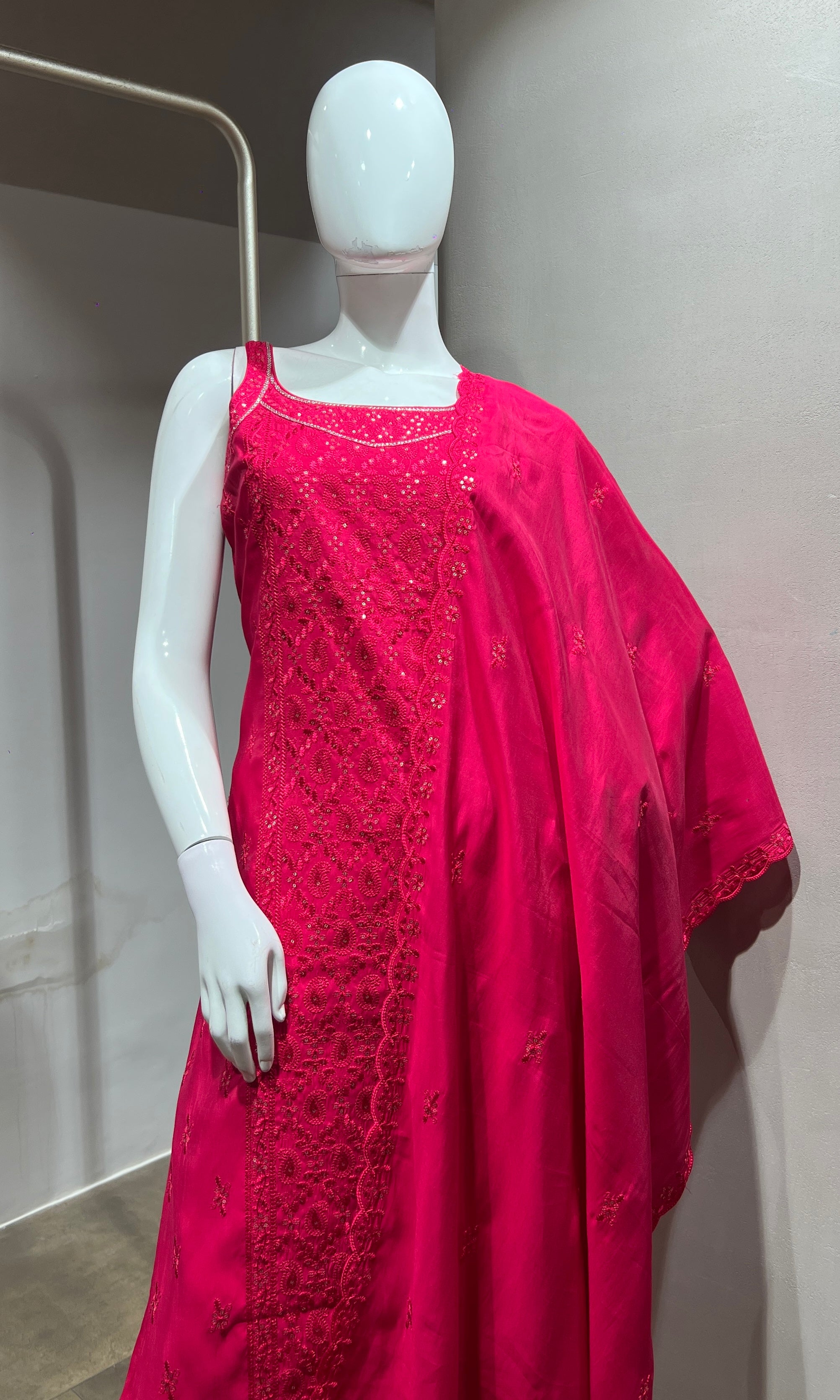 pink Georgette Straight Suit with Dupatta