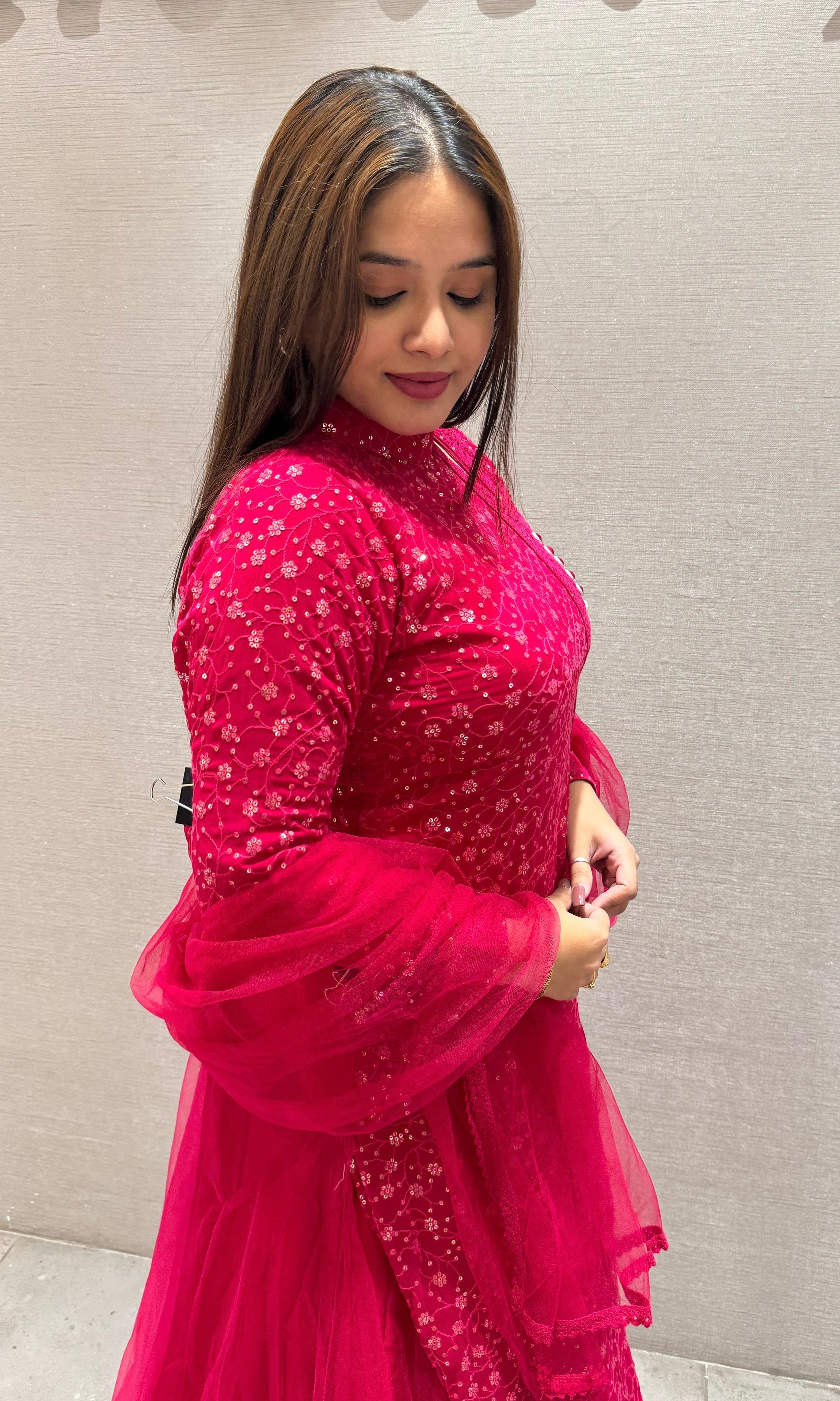 Raspberry pink long dress