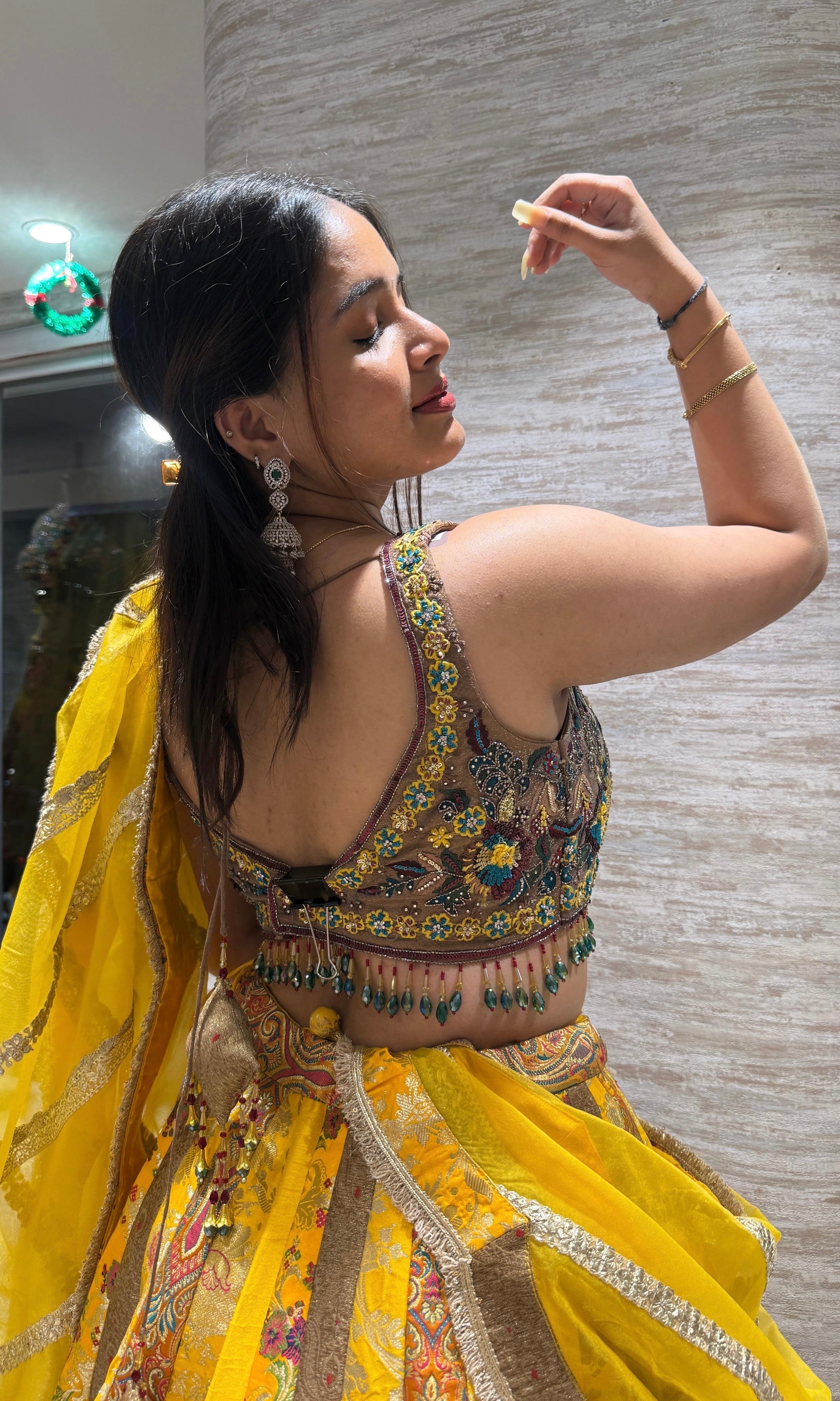 Mustard yellow EMBROIDERED Lehenga