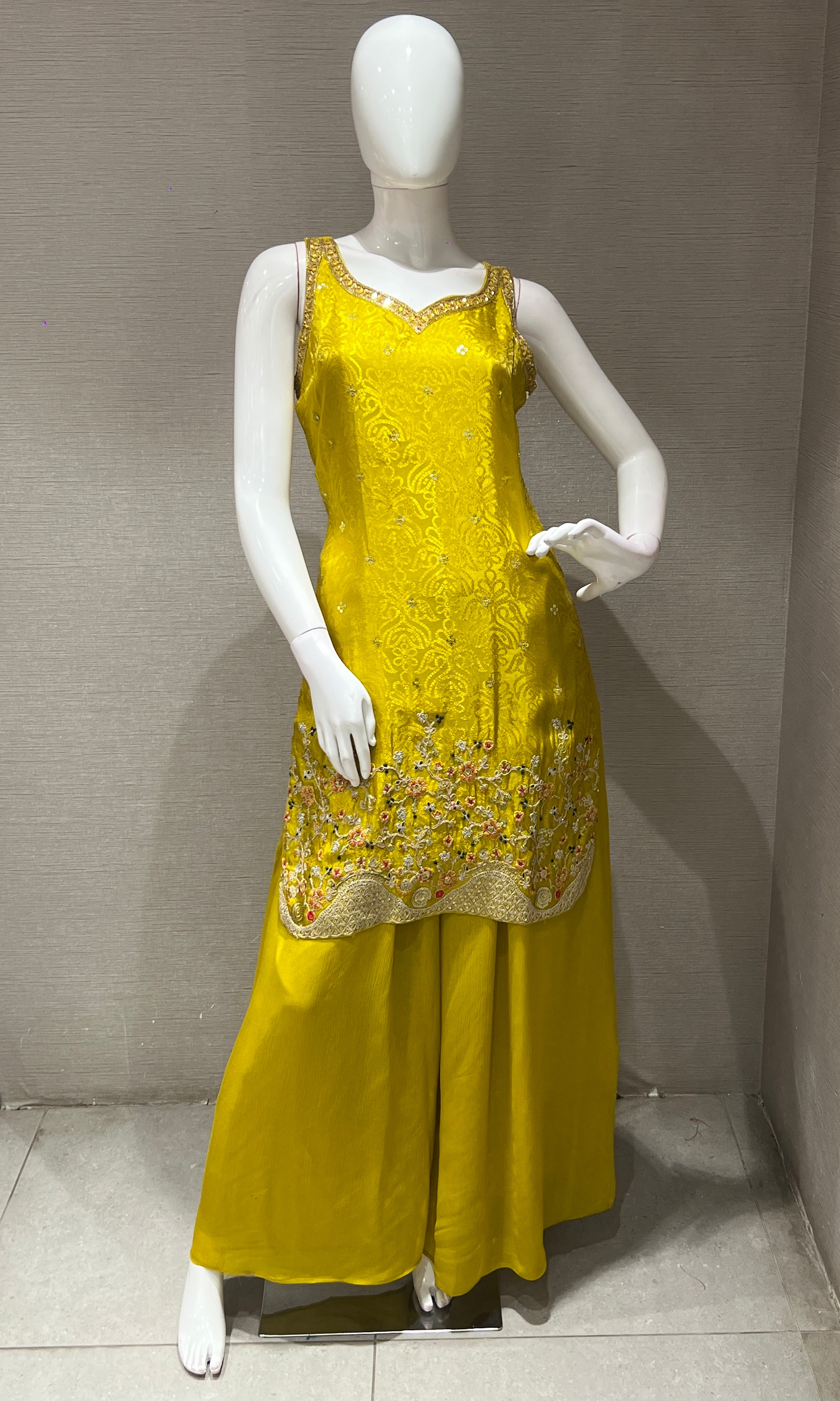 Mehandi green EMBROIDERED SHARARA SET