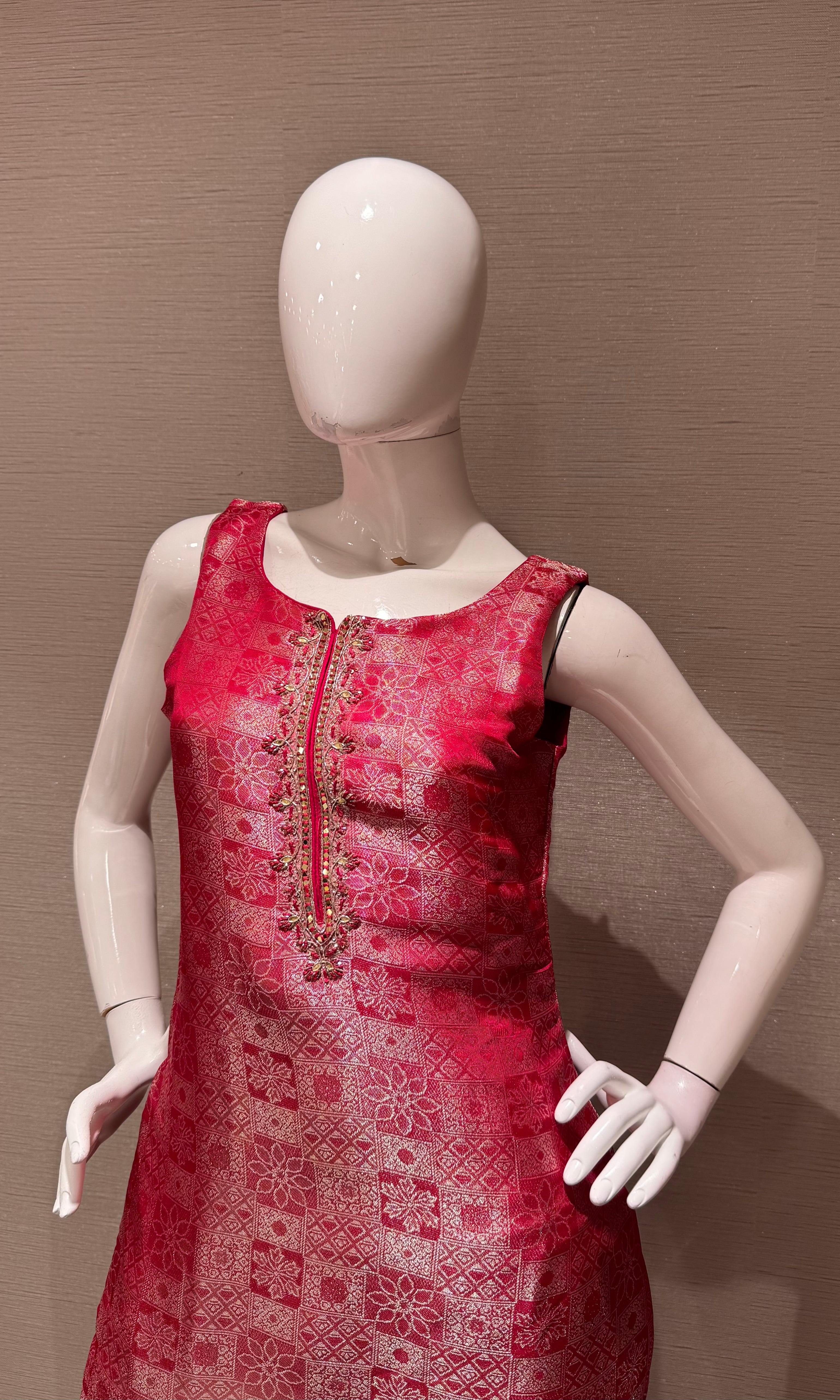 Rani pink banarasi kurta set