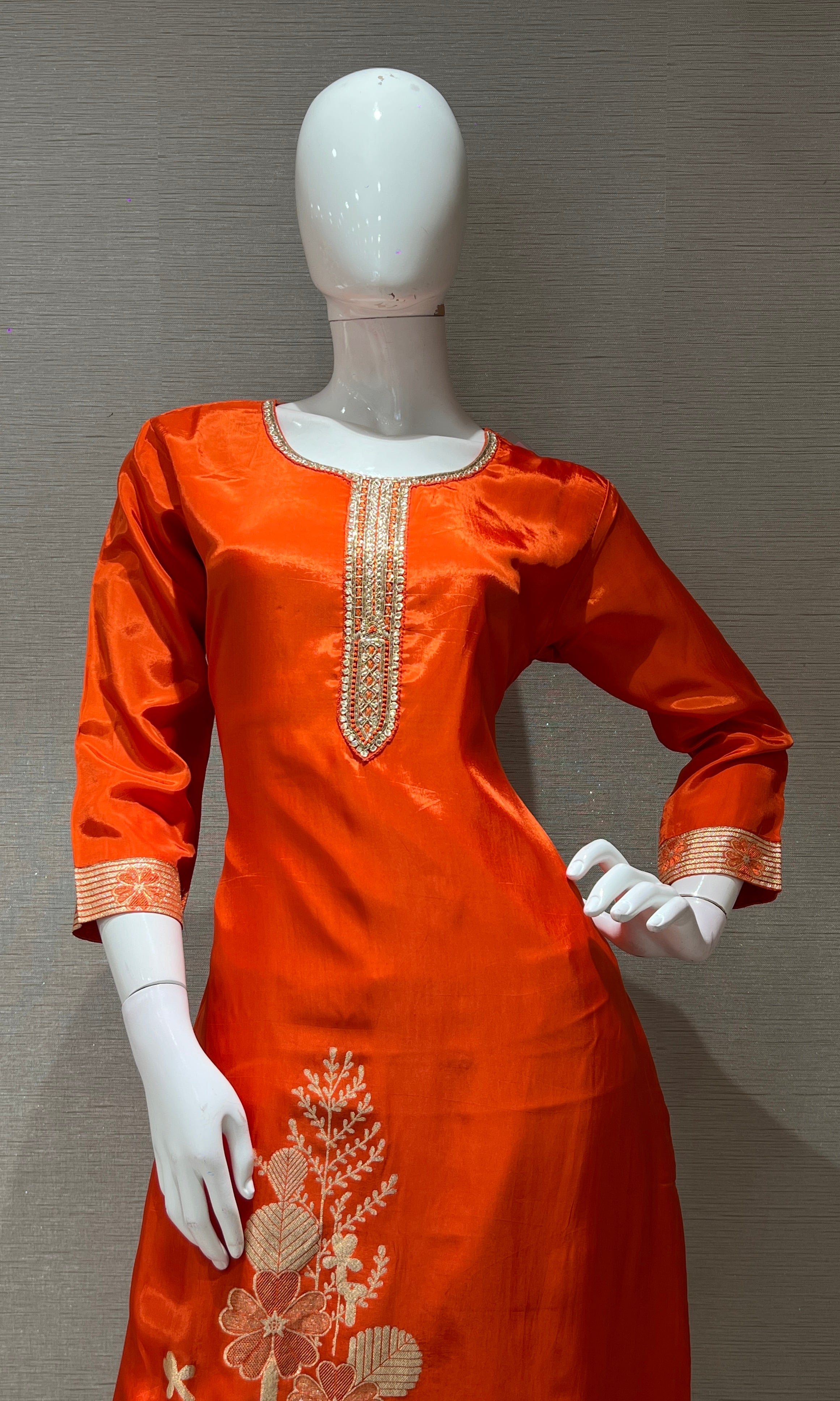 Orange GOLDEN ETHNIC PRINTED kurta set
