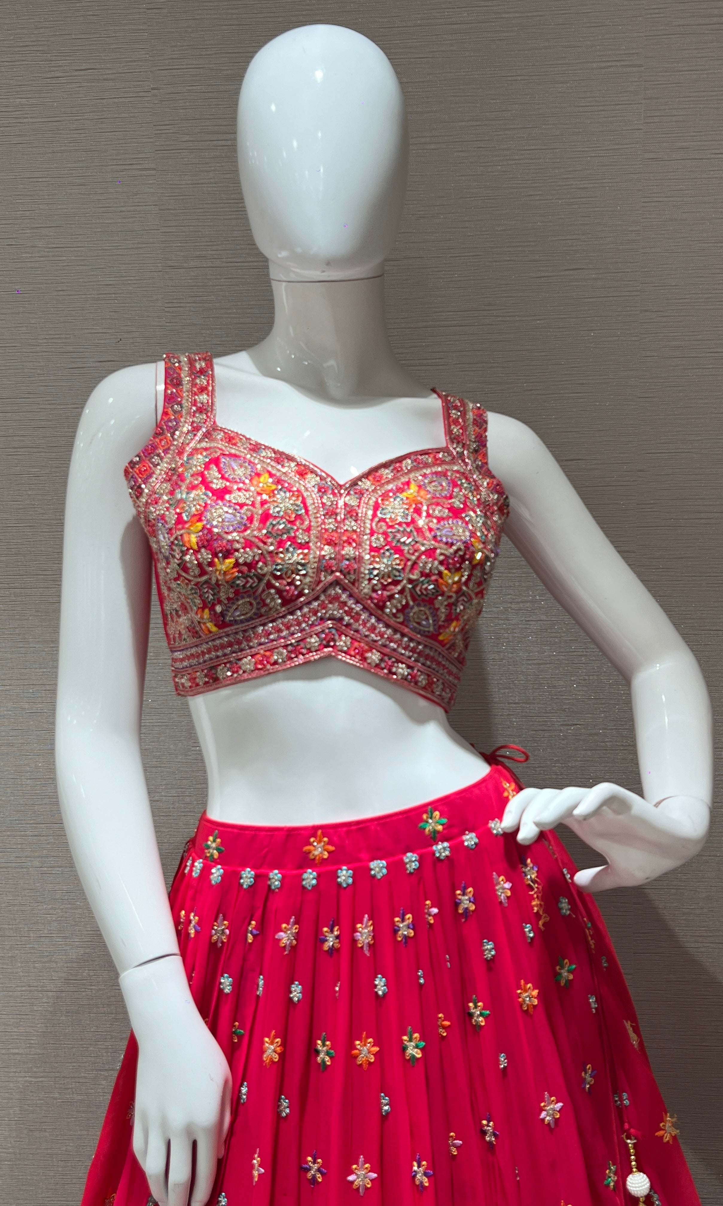 PINK LEHENGA CHOLI WITH INTRICATE EMBROIDERY