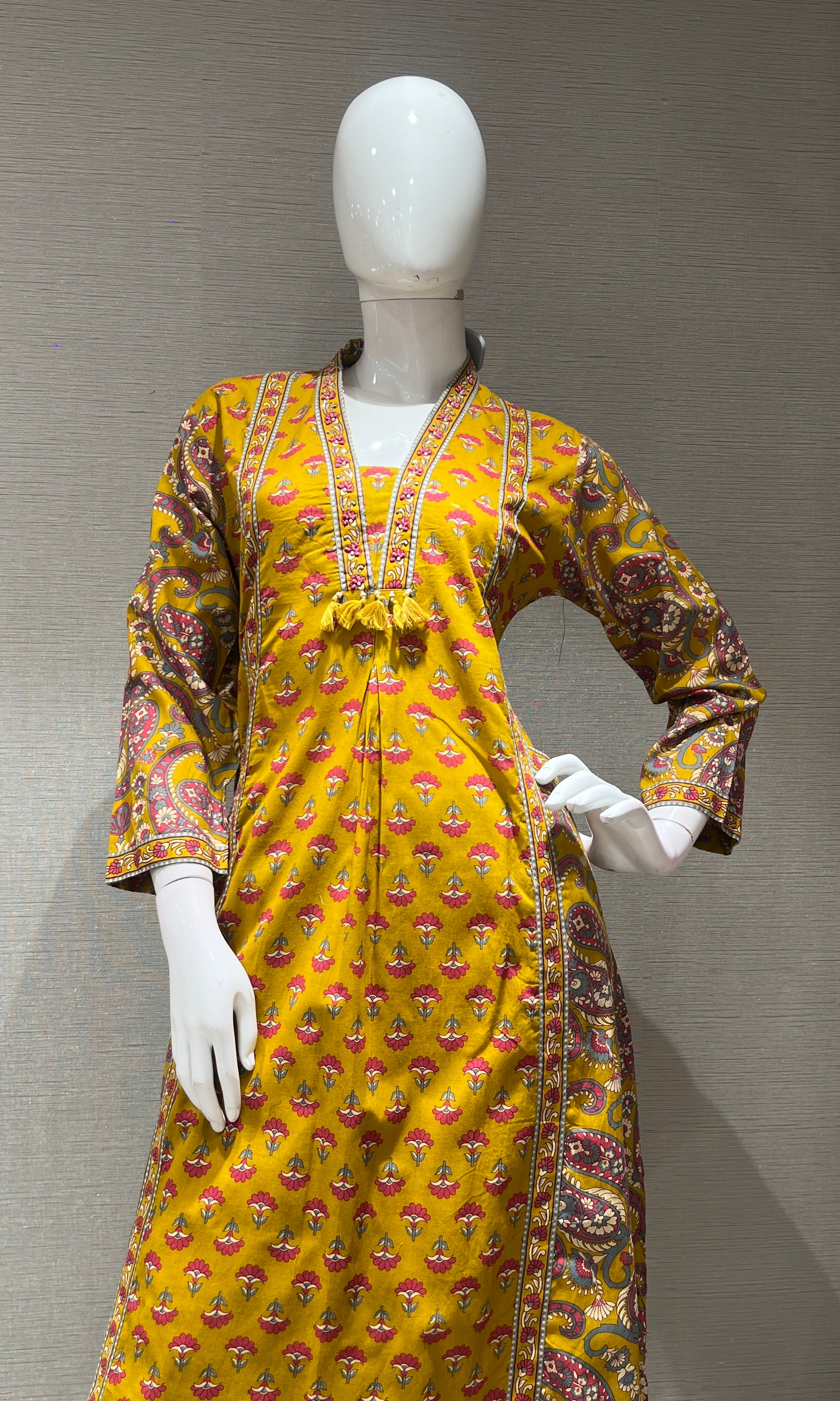 Mustard yellow KURTA SET WITH PALAZZO PANTS