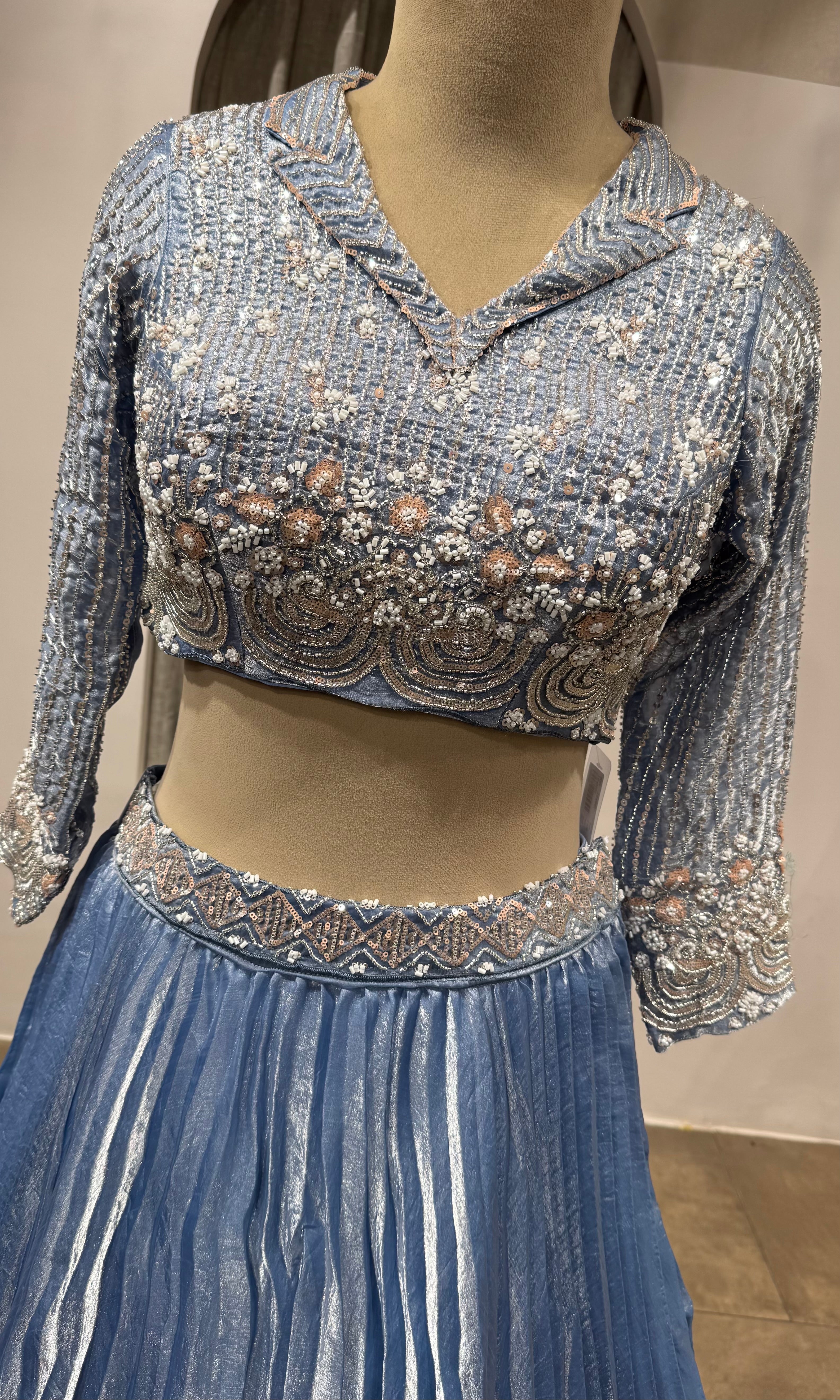LIGHT BLUE Embroidered Designer Lehenga Set