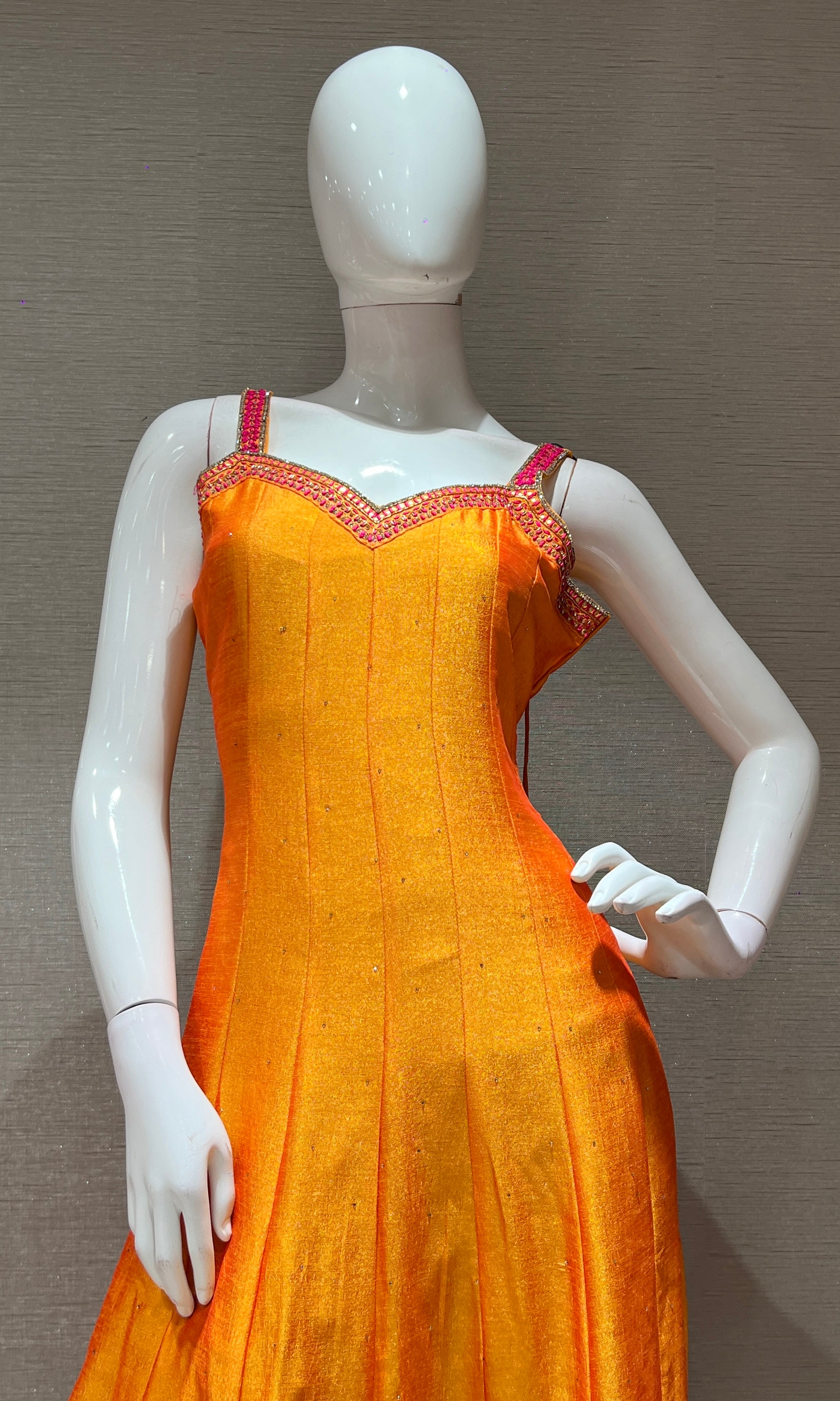 Mustard yellow EMBROIDERED Anarkali