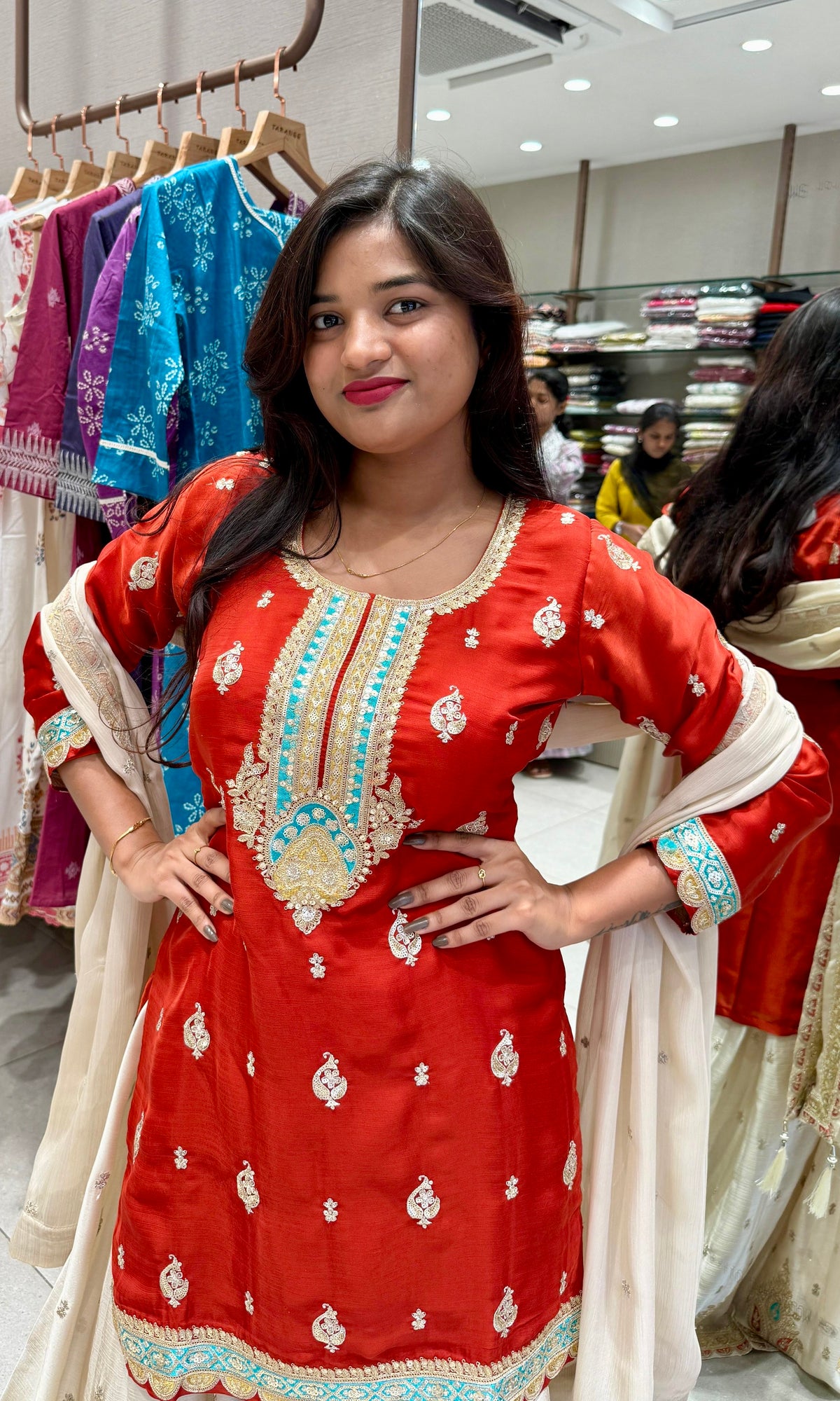 Rust and Ivory enbroidery Sharara Set