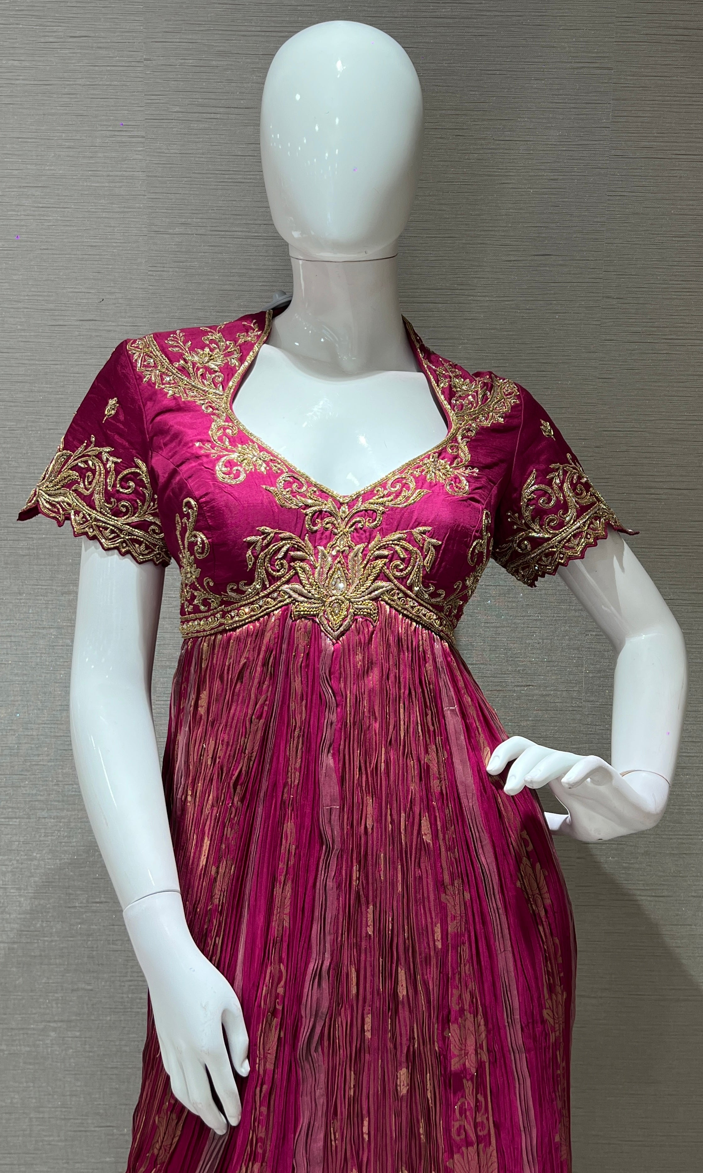 Magenta pink Banarasi Anarkali