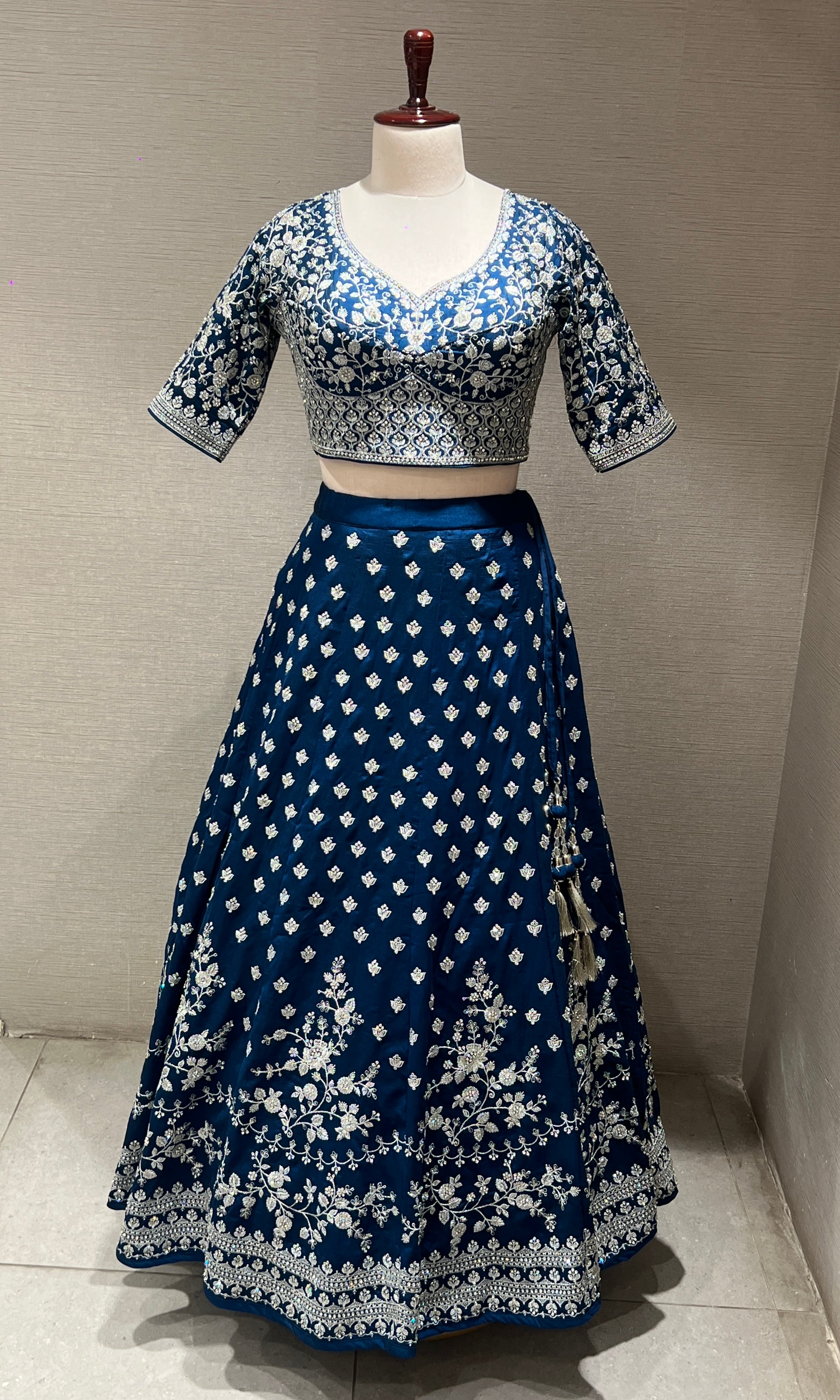 Blue FLORAL EMBROIDERED Lehenga