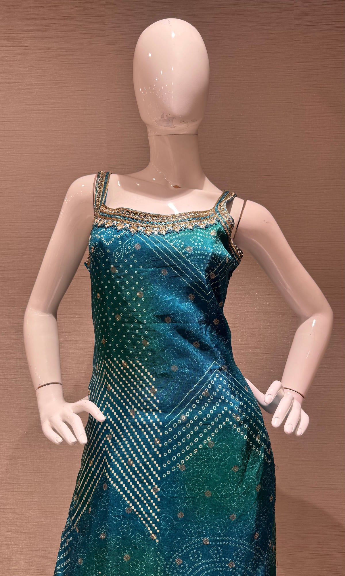 Blue Banarasi silk kurta set with dupatta