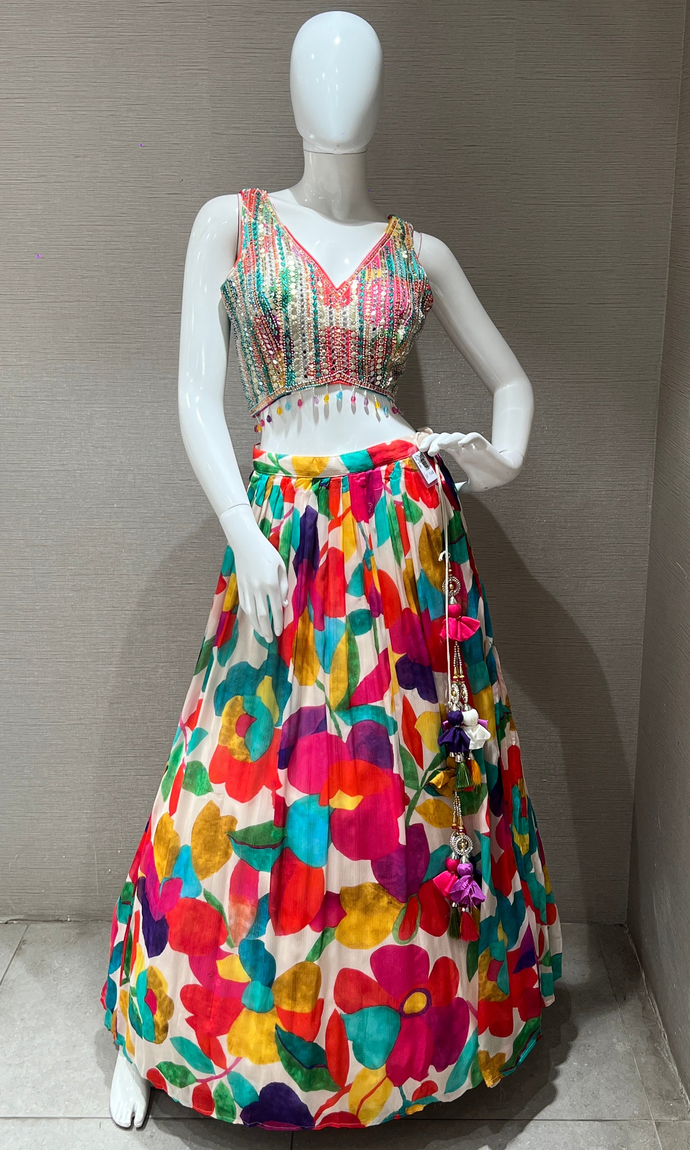 Multicolor Floral Embroidered Lehenga