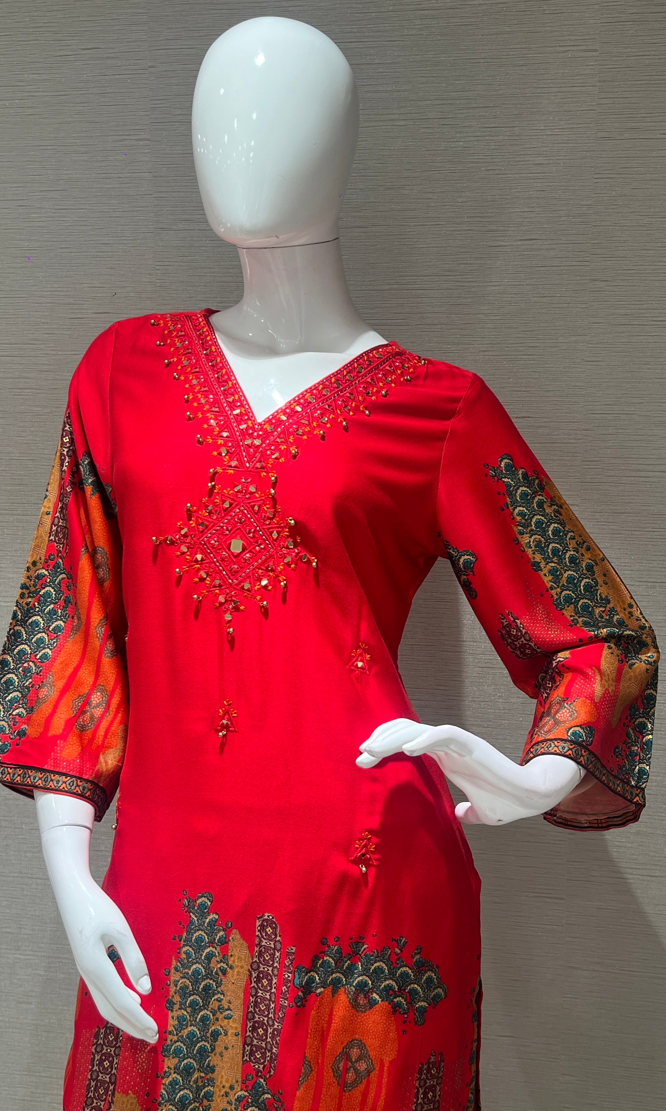 Red Vibrant Printed cord set