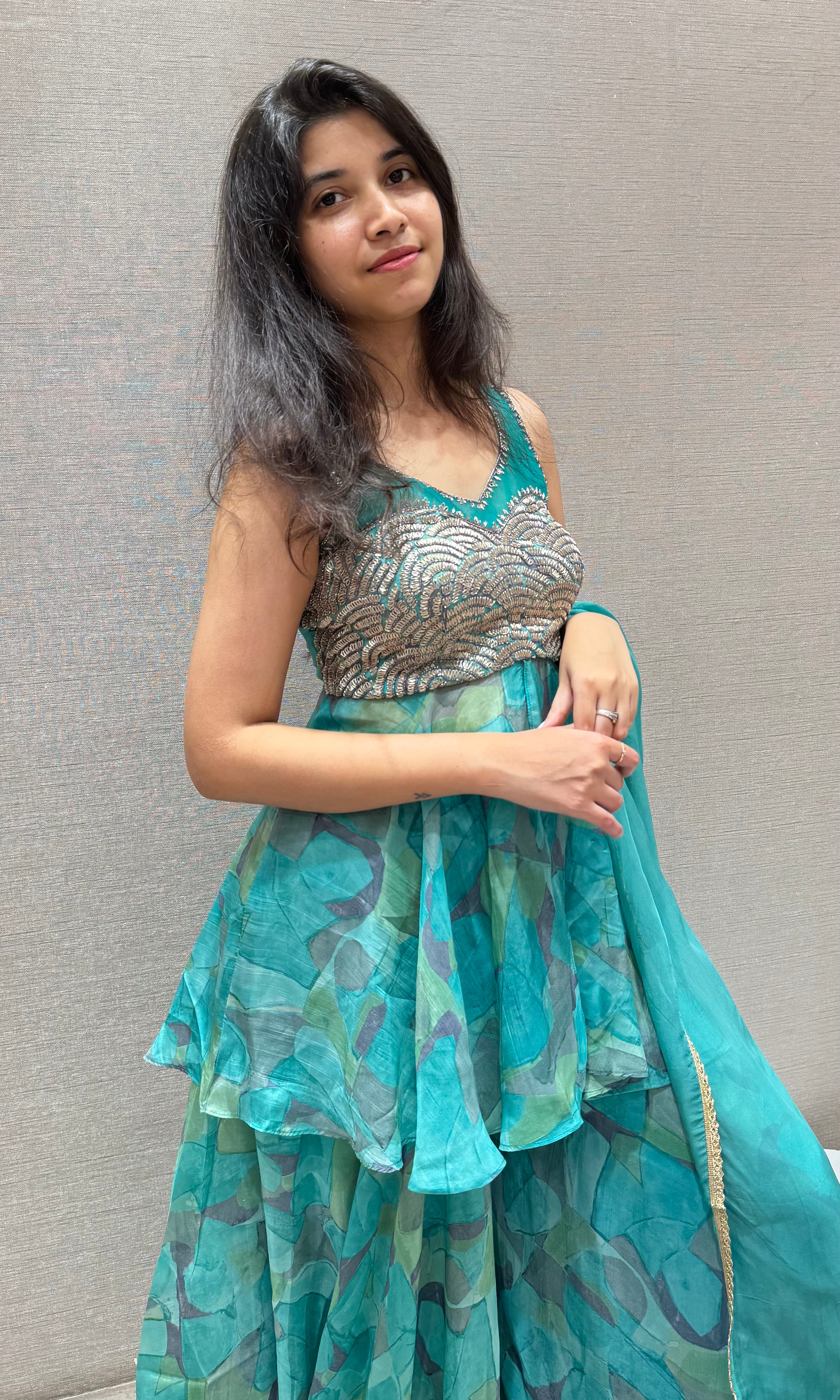 Rama FLORAL PEPLUM PALAZZO SET