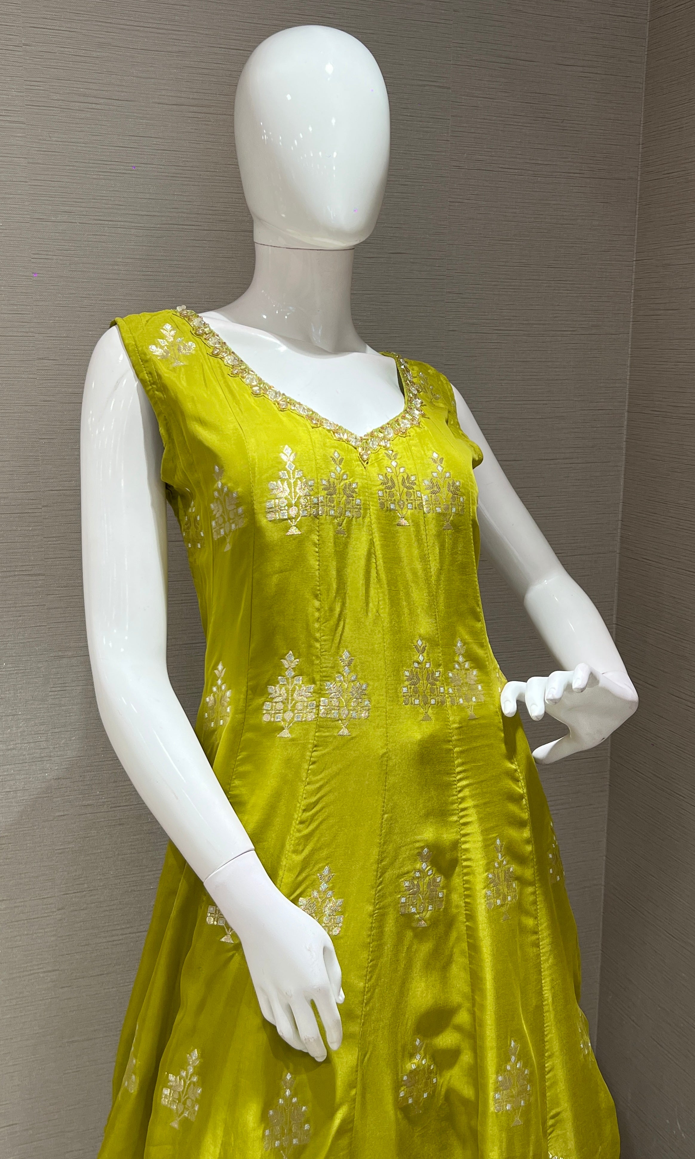 Green Anarkali with palazzo pants