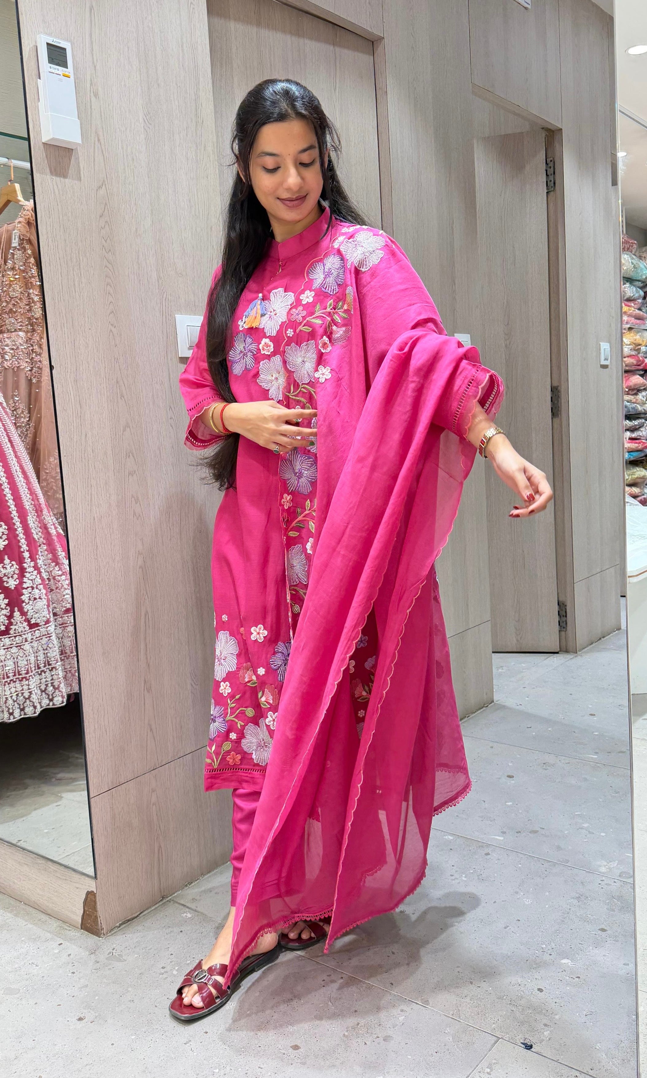 Pink FLORAL kurta set