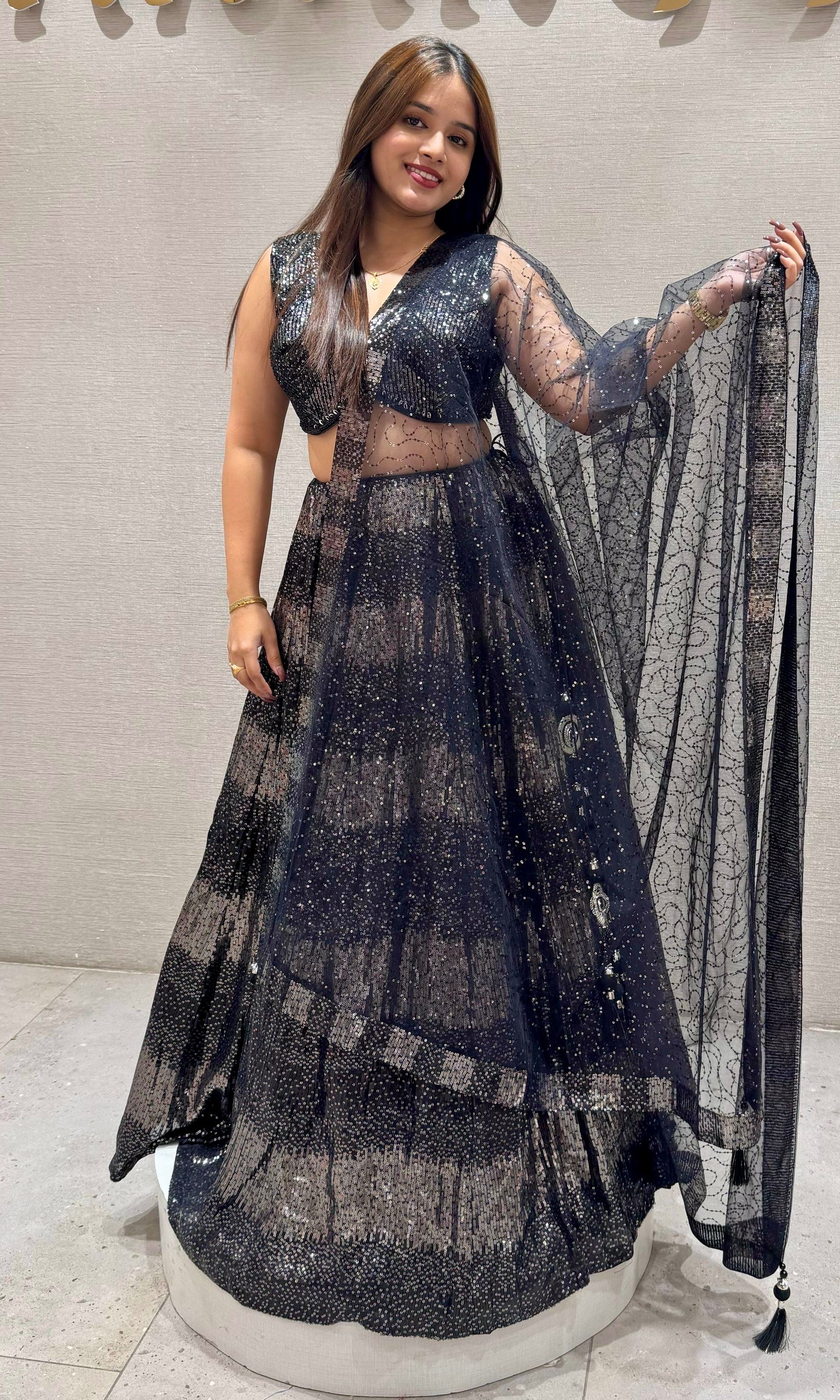 Stardust Noir – Sequin Dream Lehenga