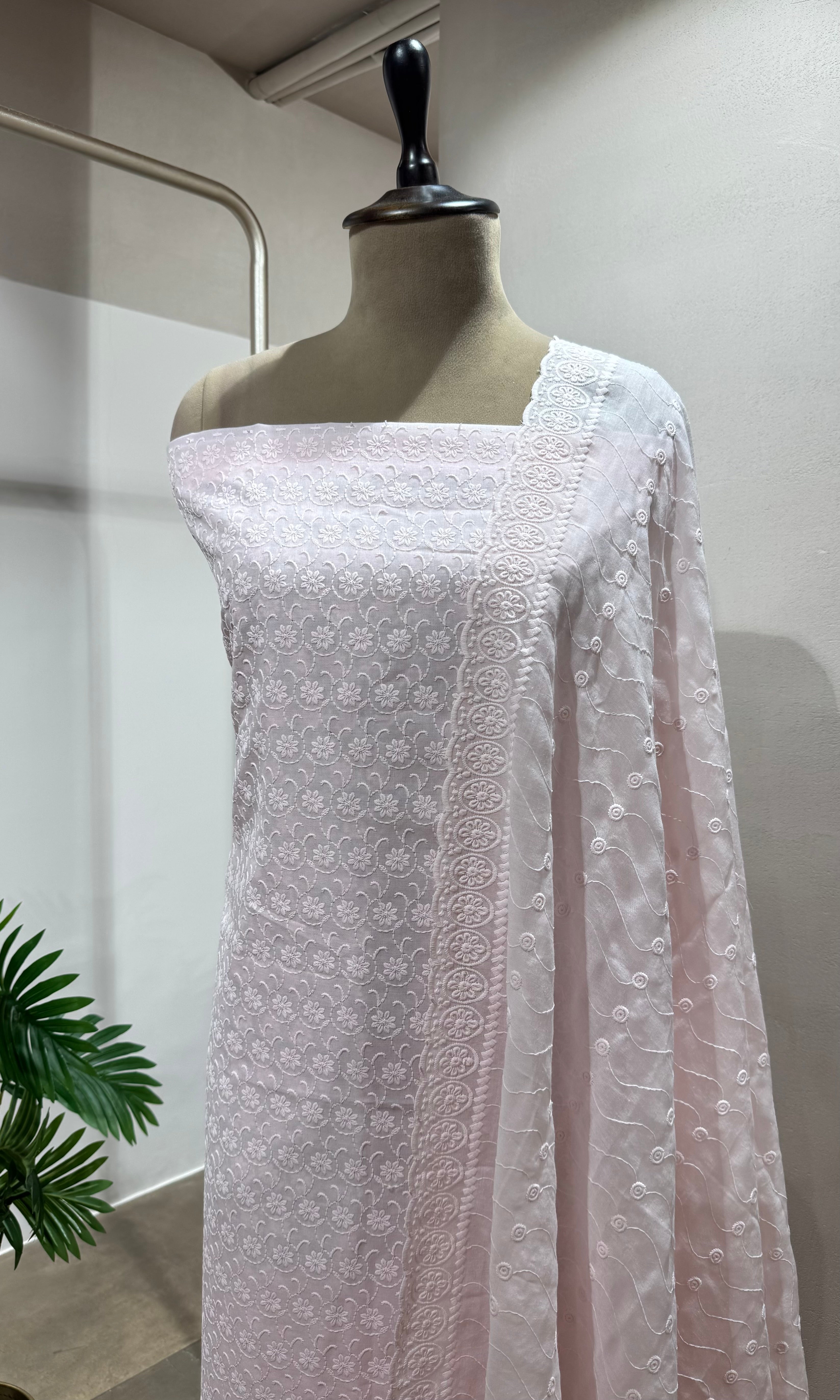 PINK CHIKANKARI DRESS MATERIAL