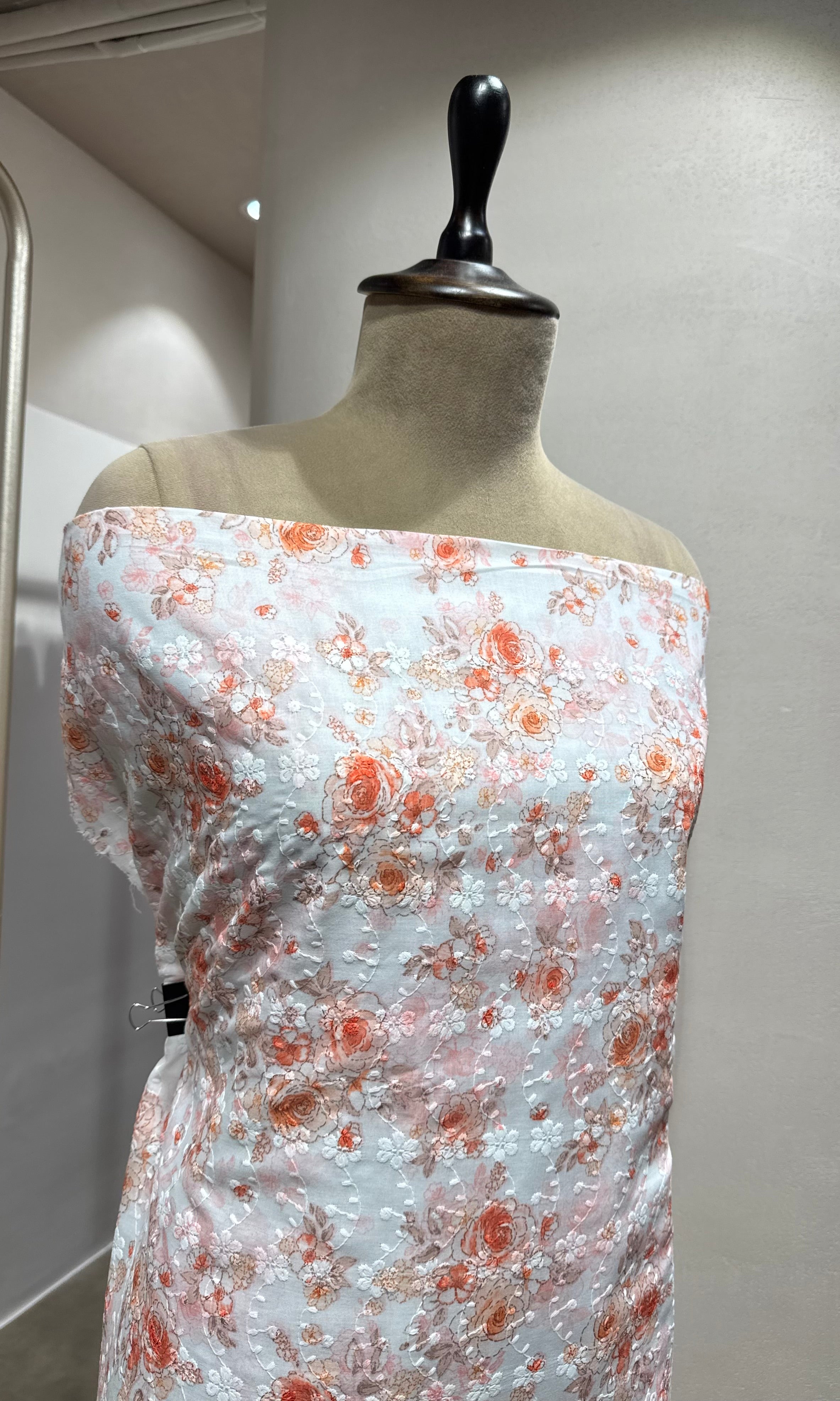 PEACH Georgette Dress Material