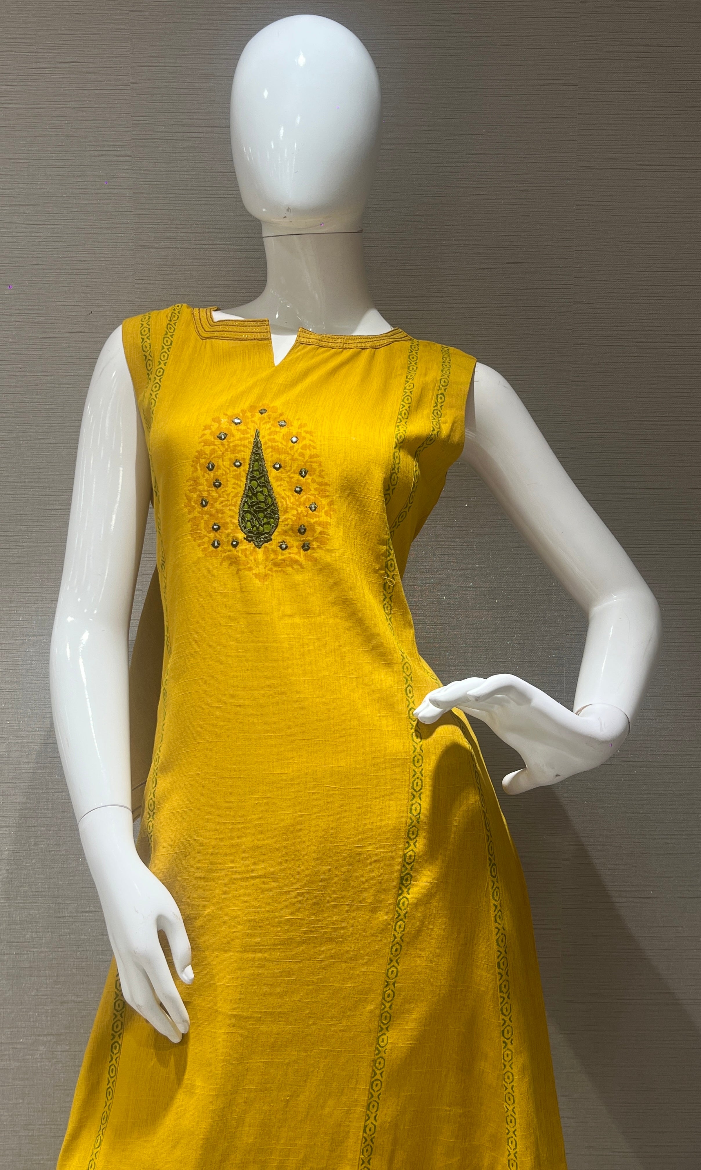 yellow Kurti top with bottom