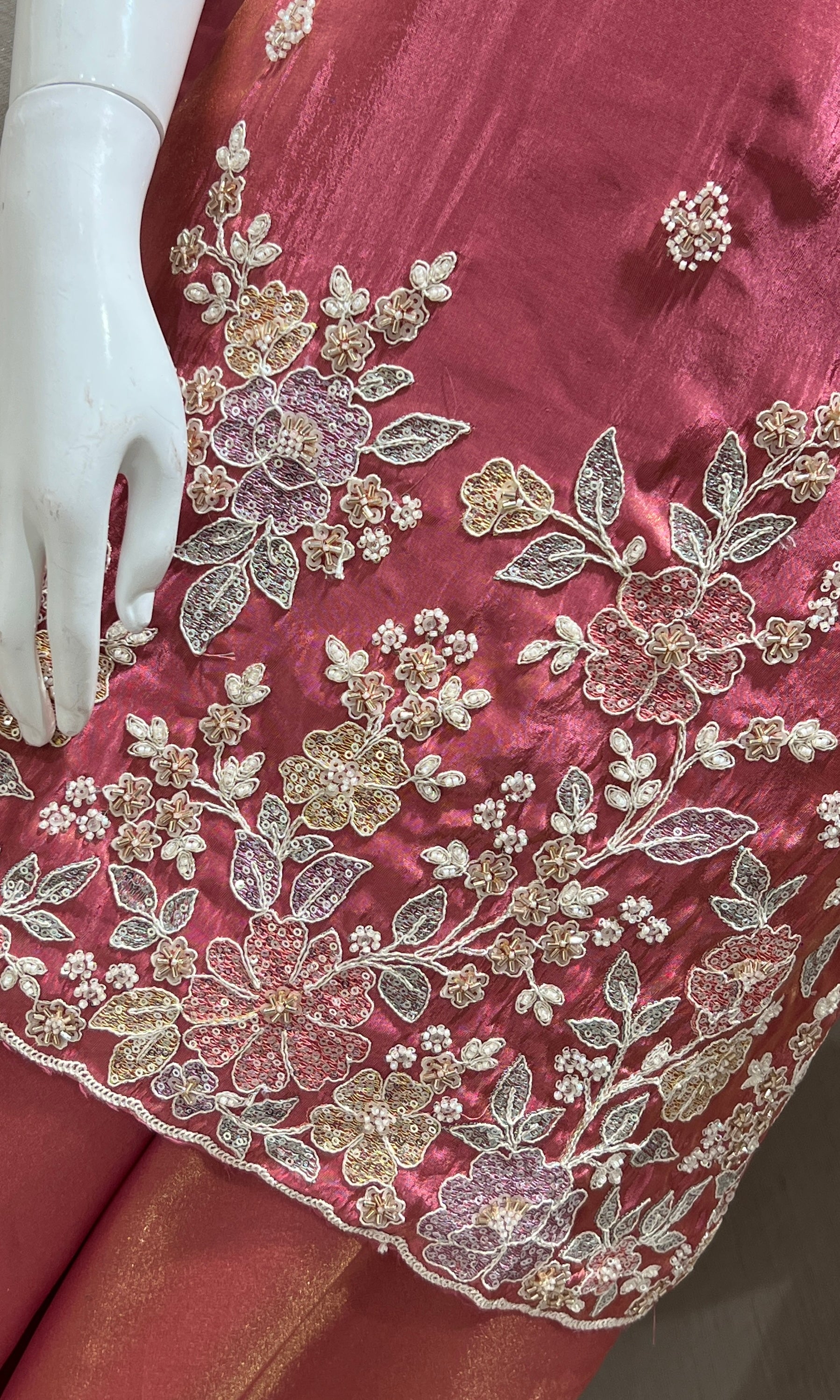 Light pink Floral Embroidered Palazoo