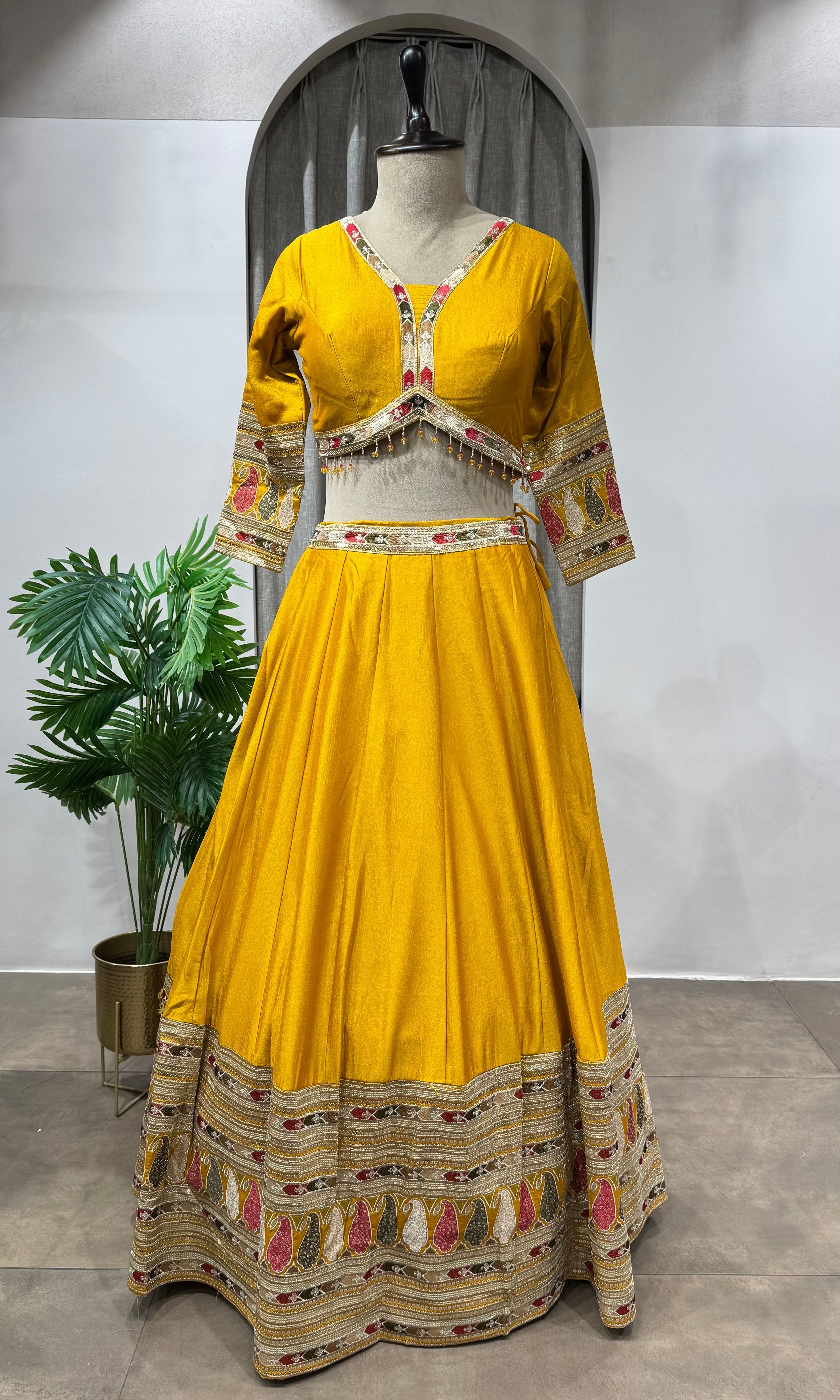 Mustard Yellow Raw Silk Haldi Lehenga Set