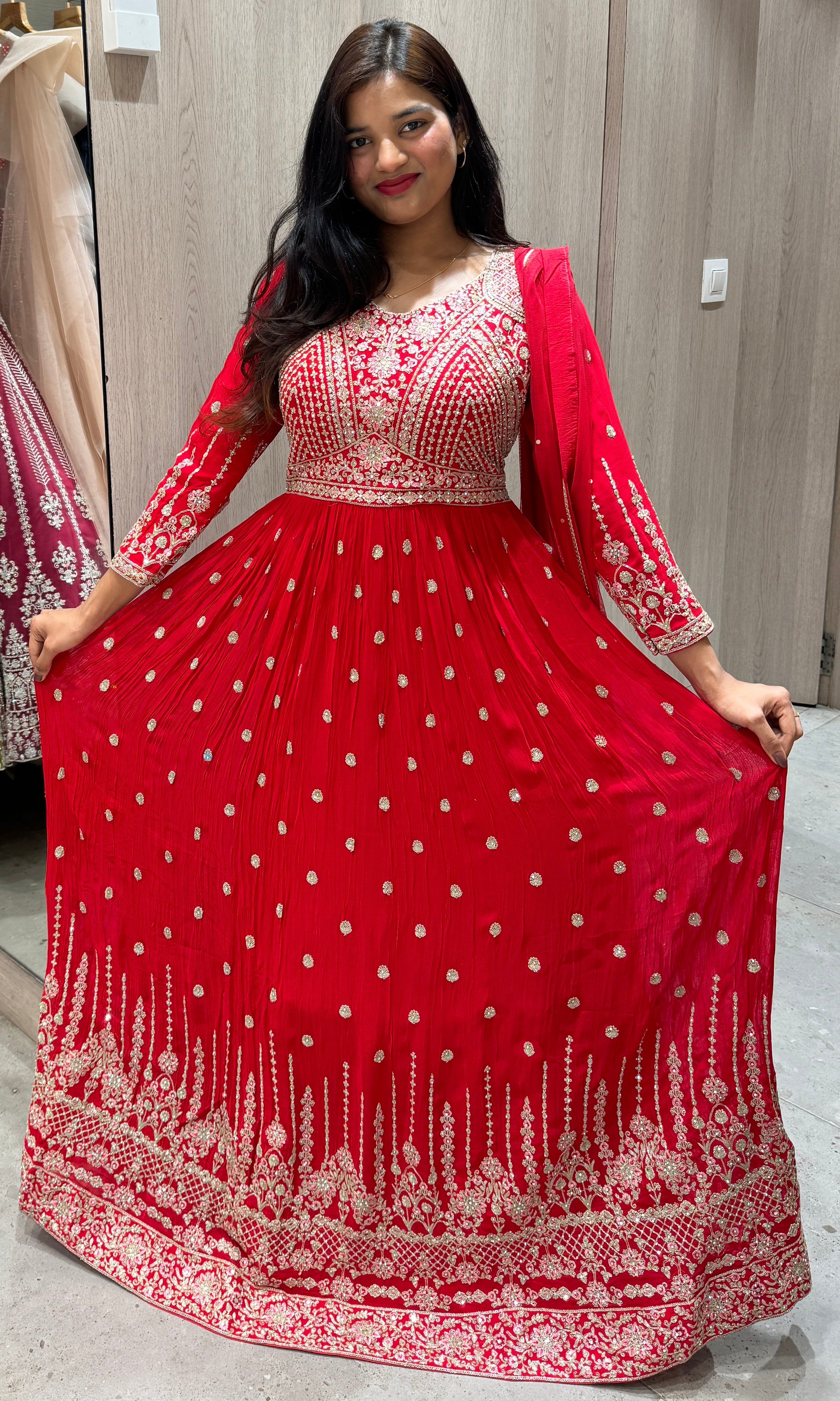 Red long dress