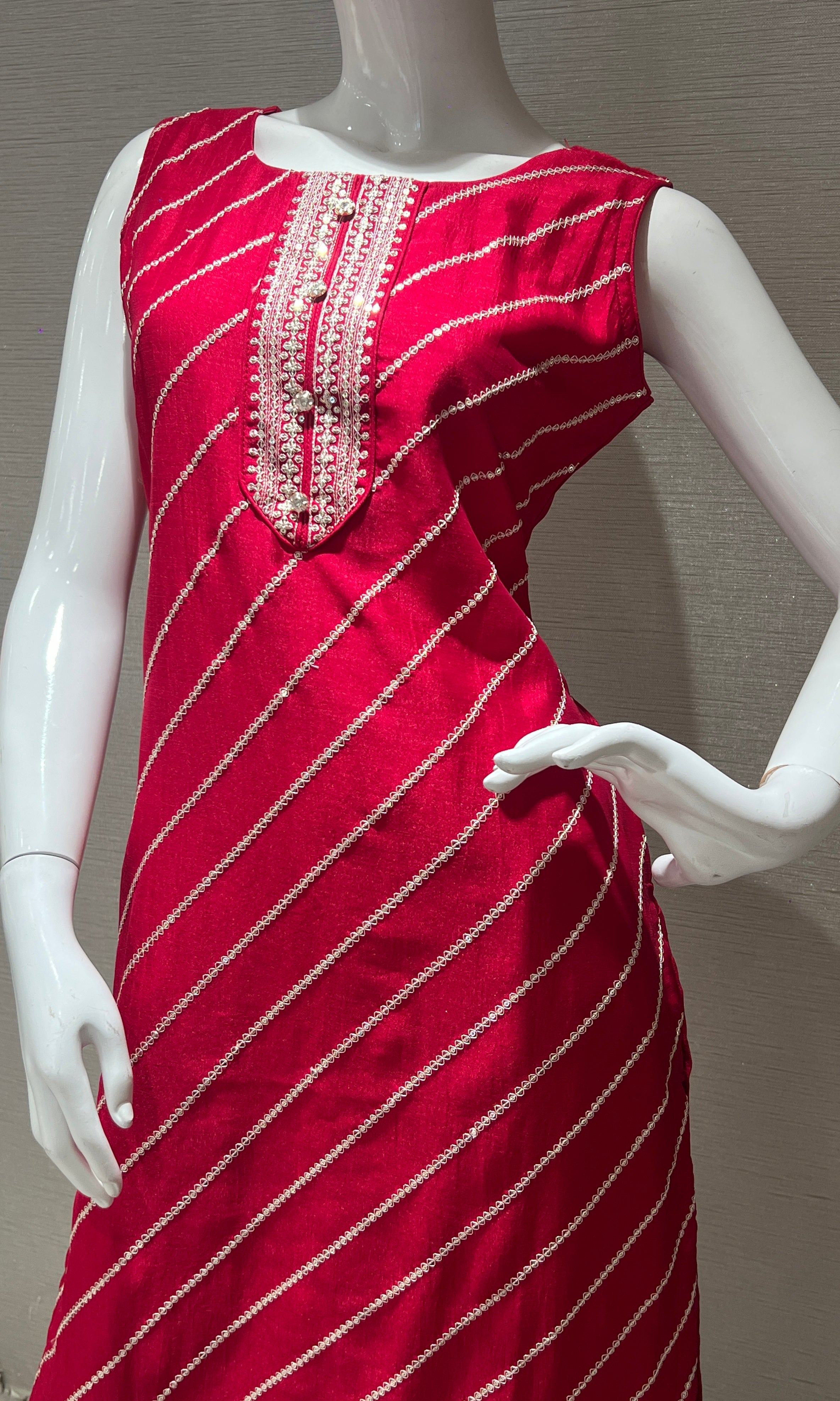 pink embroidered kurta set