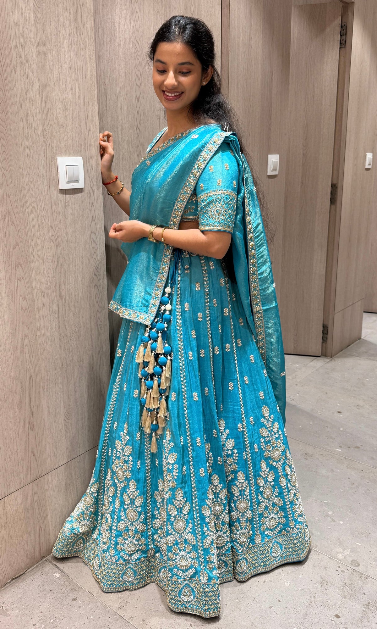 Blue Lehenga with zari wok Embroidery