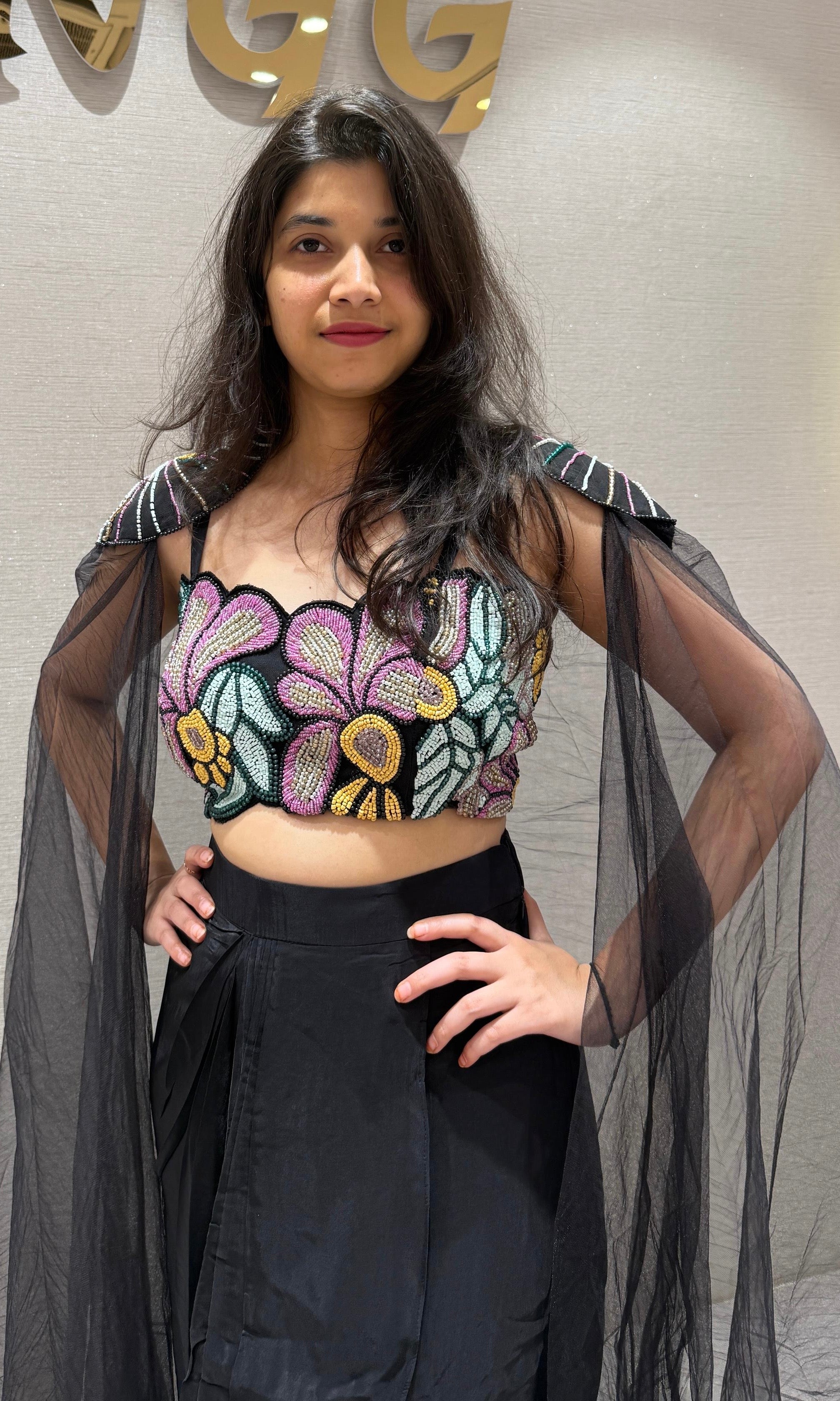 BLACK EMBROIDERED INDO WESTERN DRESS