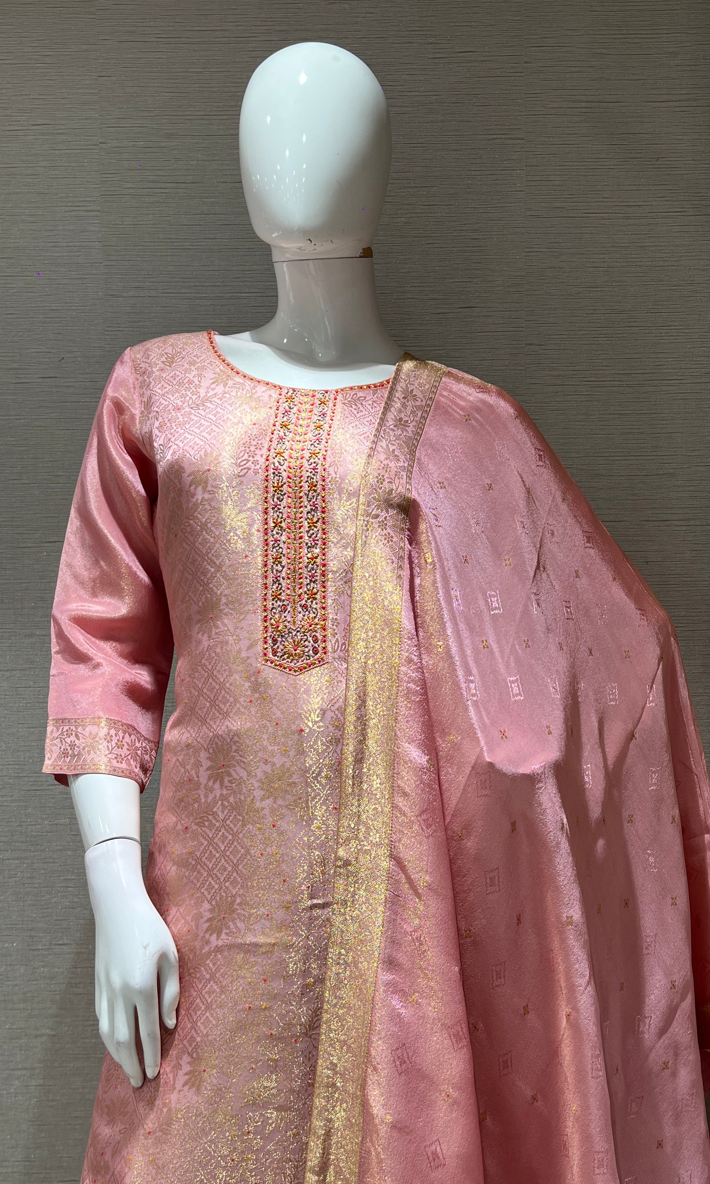 Peach golden kurta set