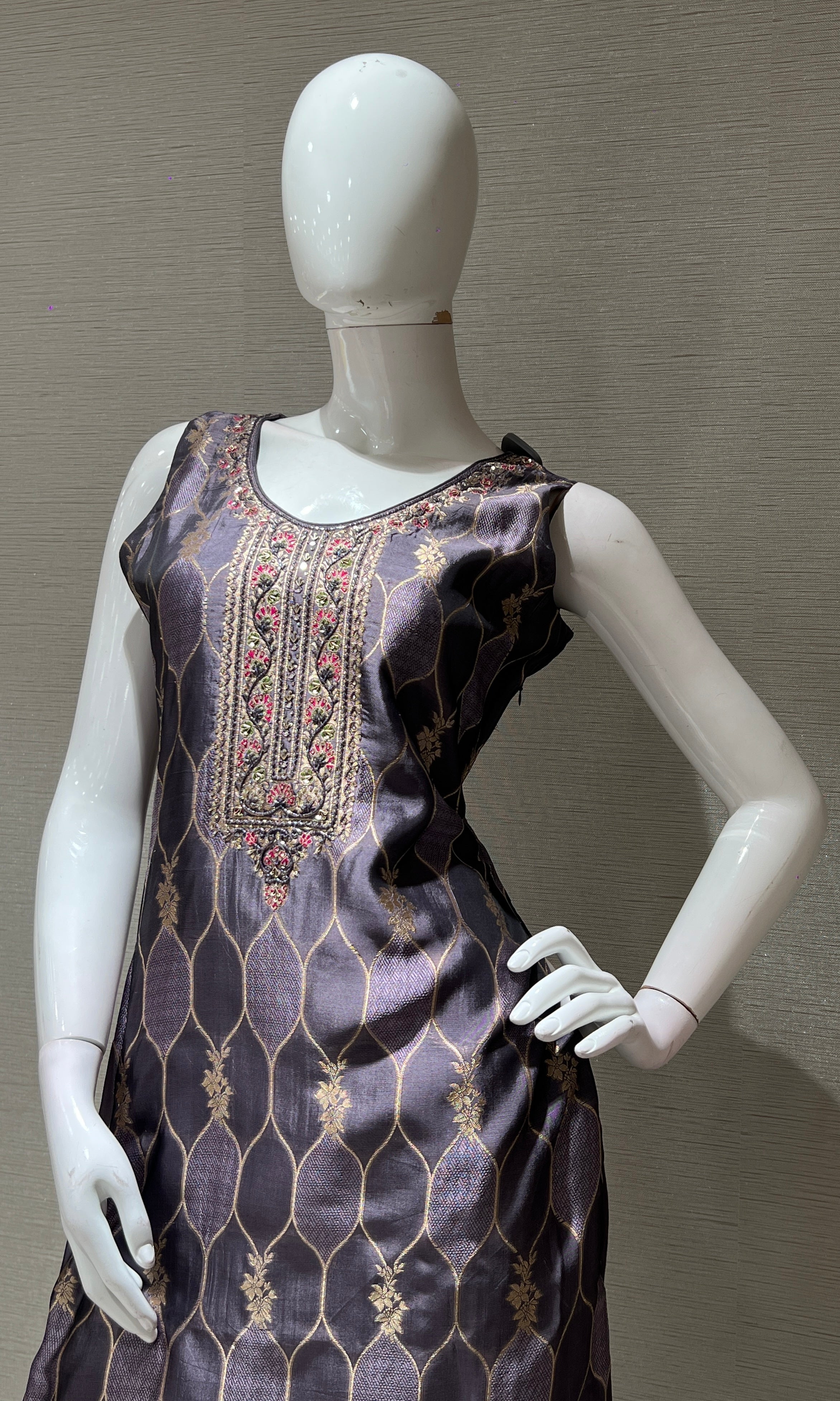 Lilac ethnic print kurta set