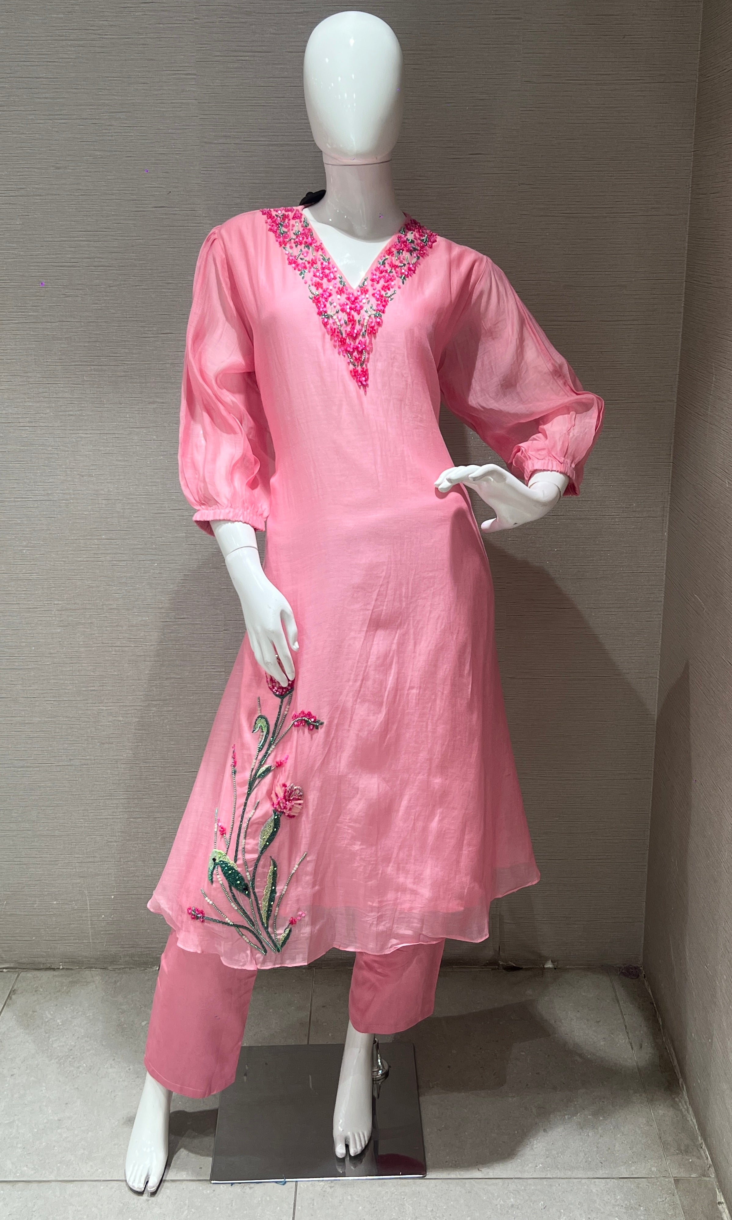 Rose Pink Embroidered kurta set