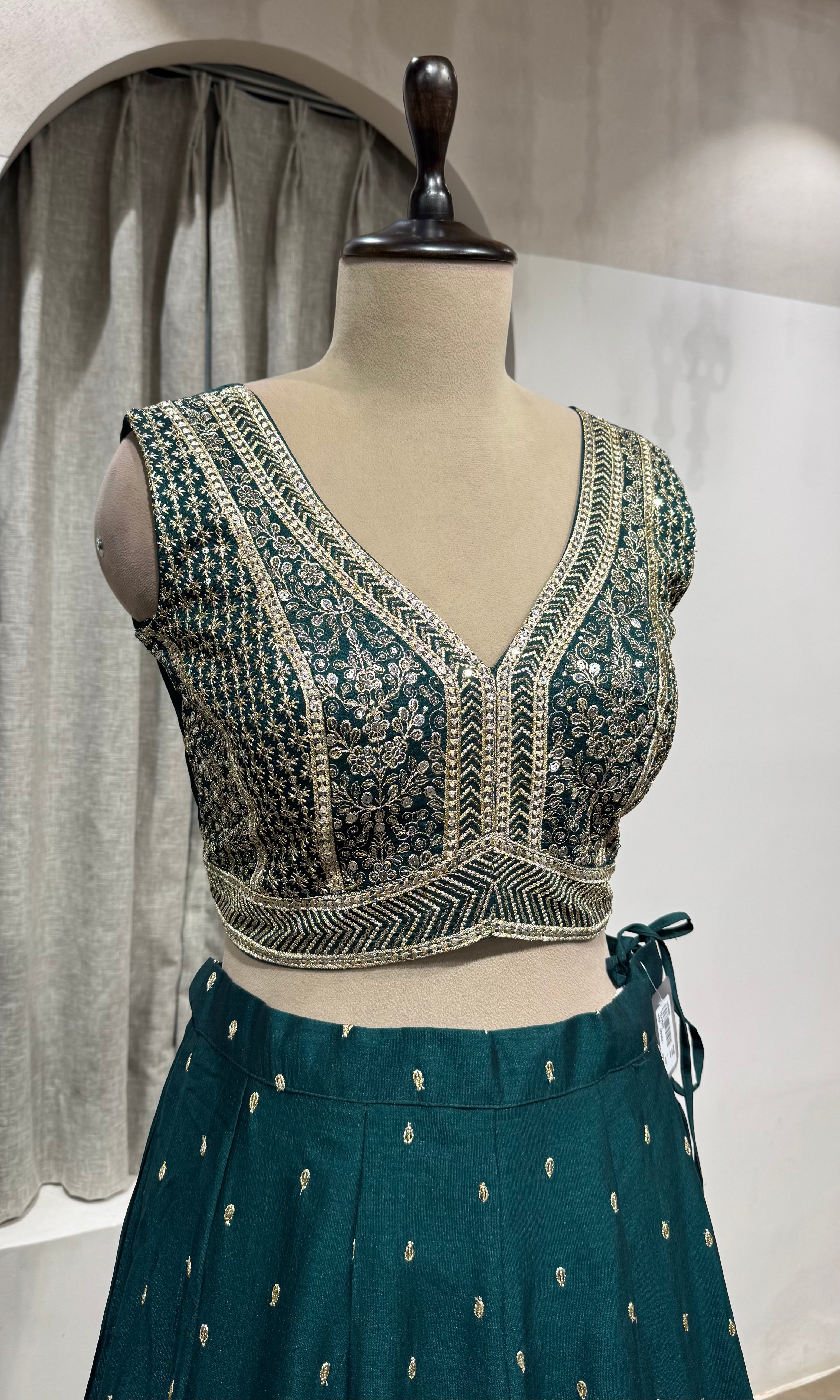 Green Embroidered Lehenga Choli with Sequin