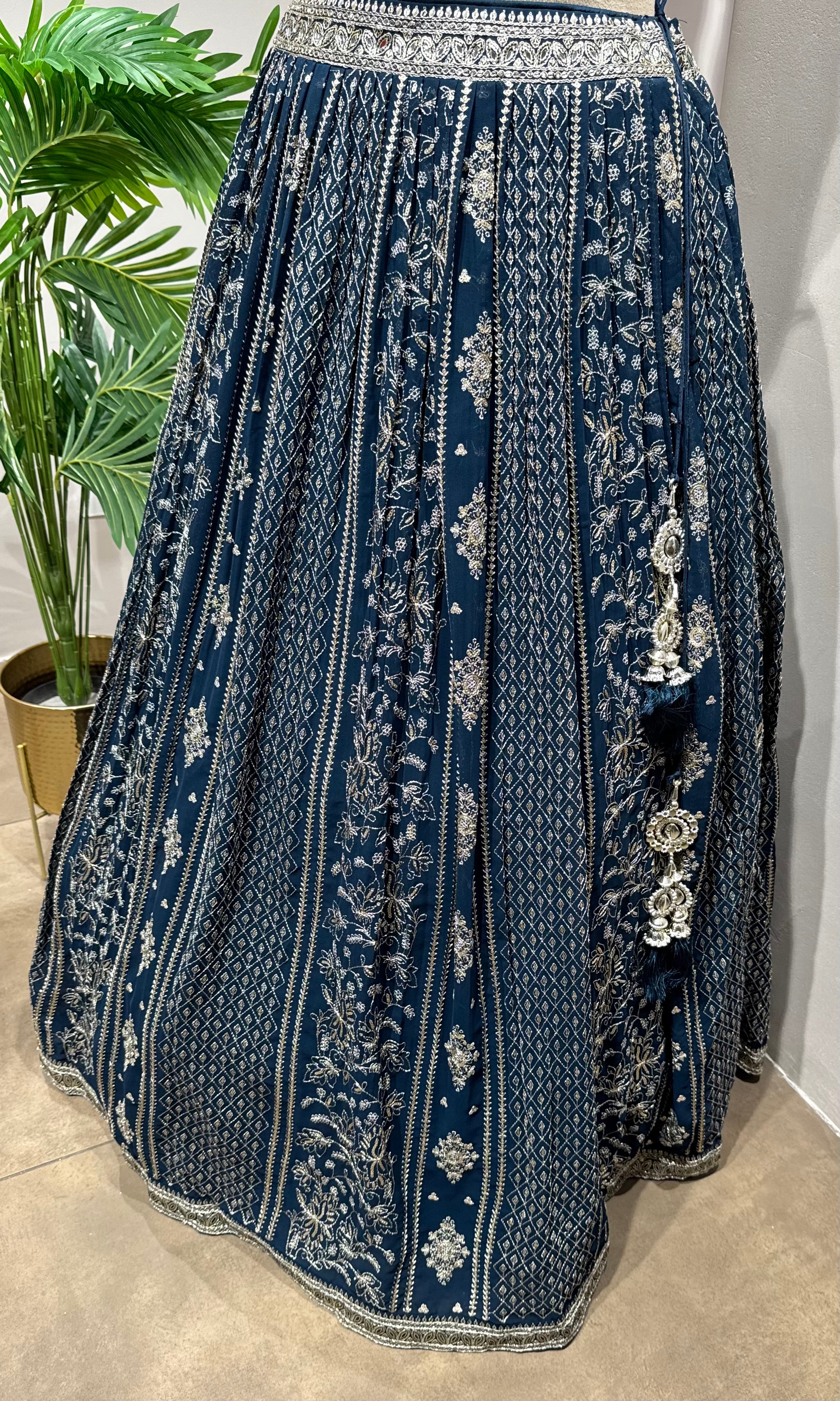 blue georgette designer lehenga choli