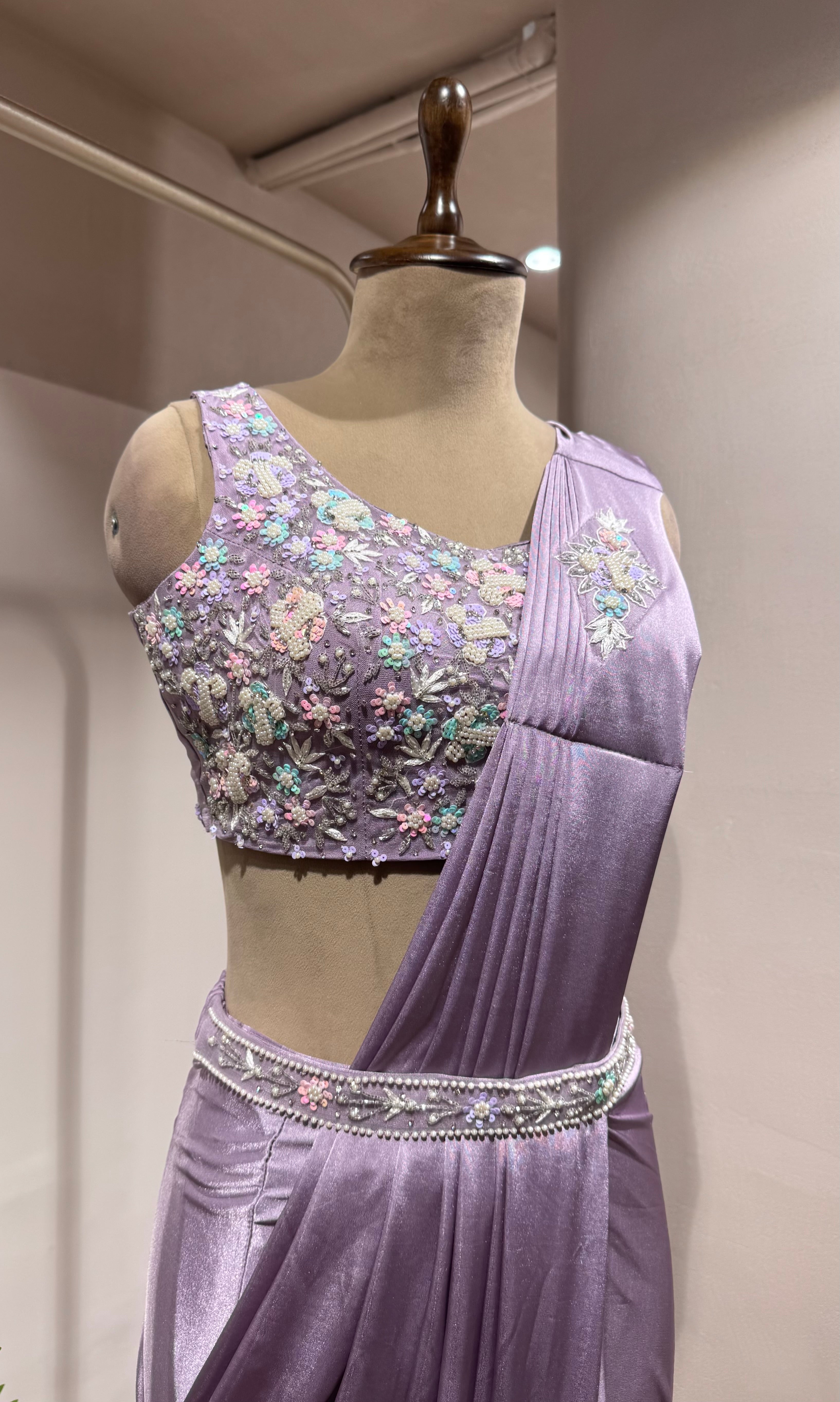 LAVENDER DRAPE SAREE WITH BLOUSE