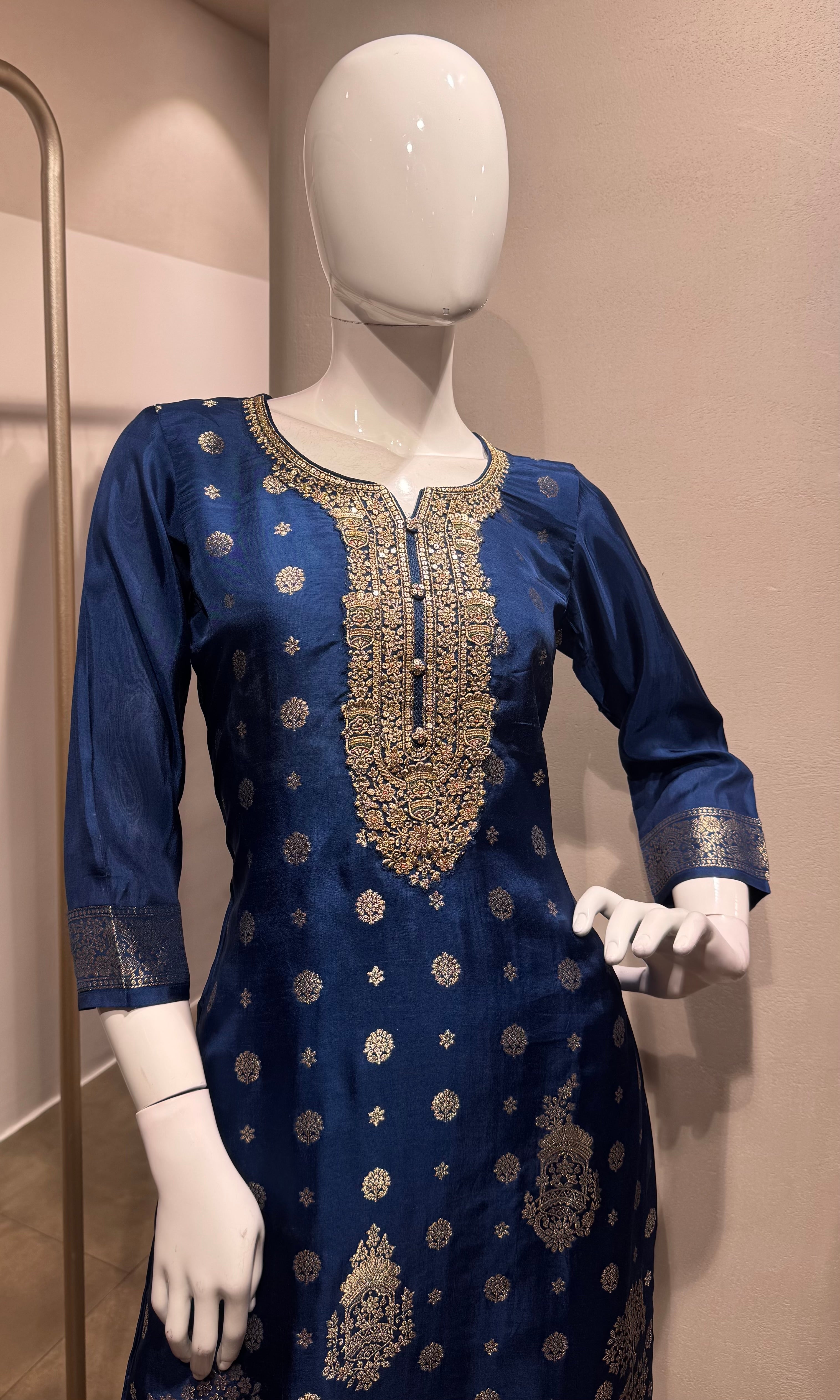 Royal Blue Banarasi Silk Kurta Set