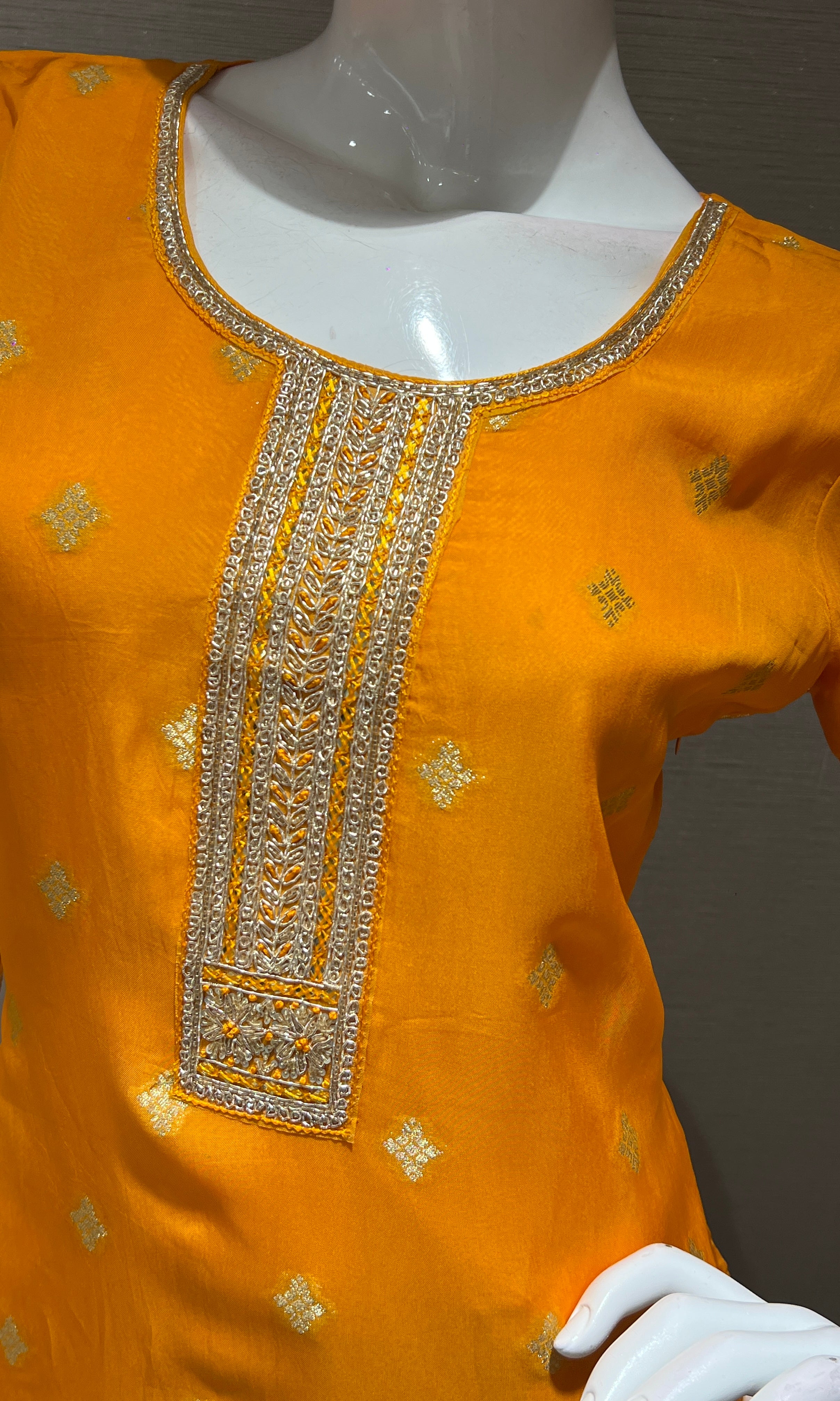 MUSTARD GOLD EMBROIDERED KURTA SET