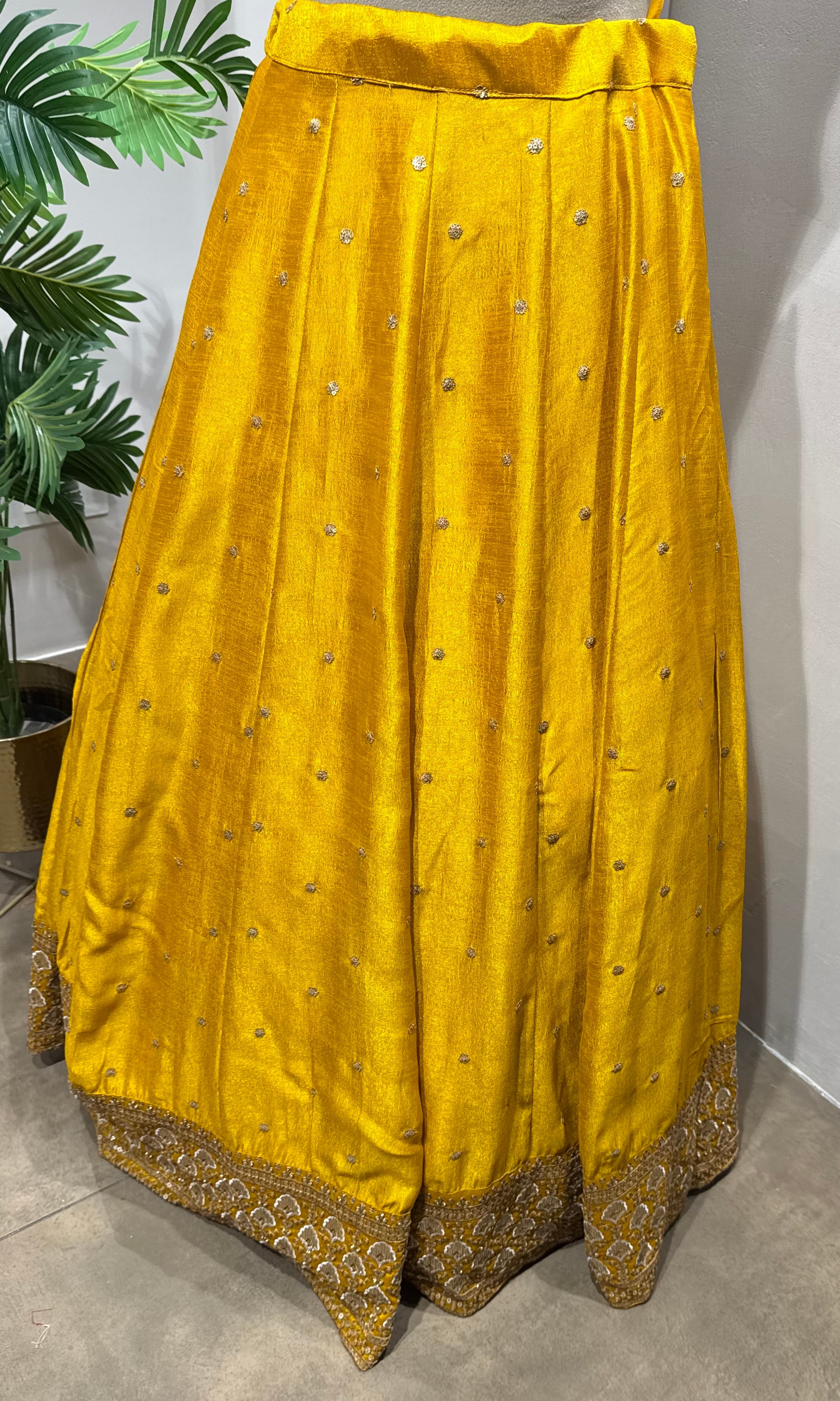 Yellow golden ethnic lehenga set