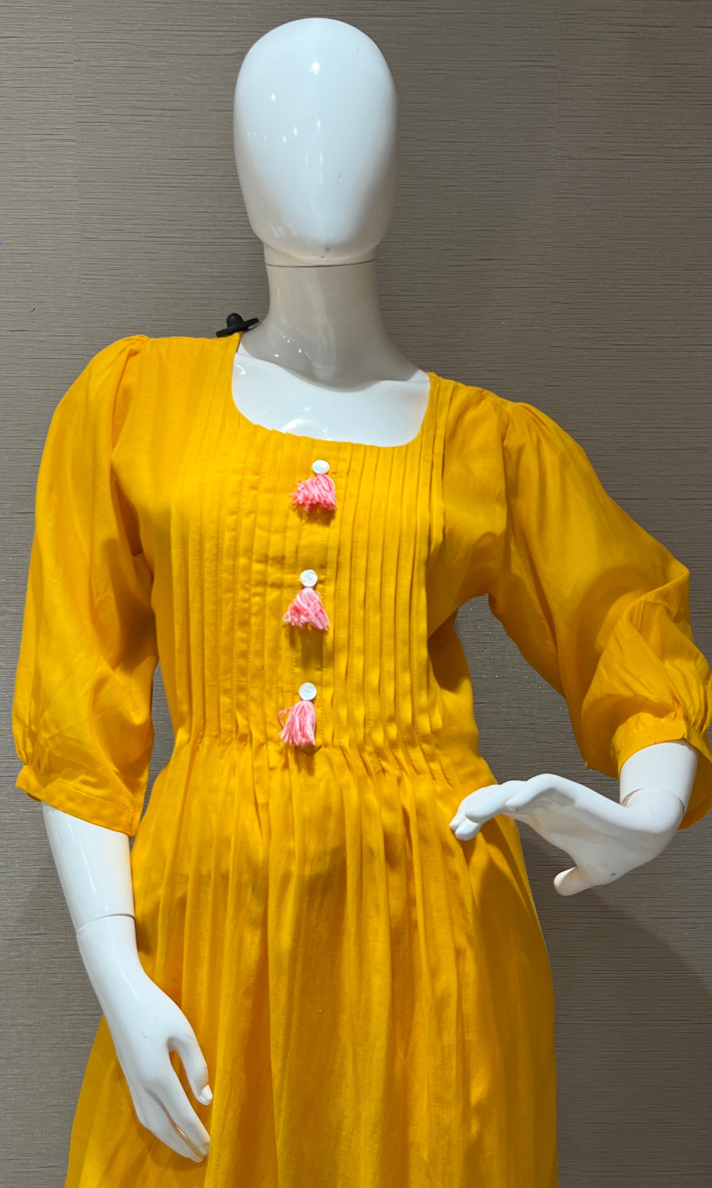 Yellow Mul Chanderi kurta set