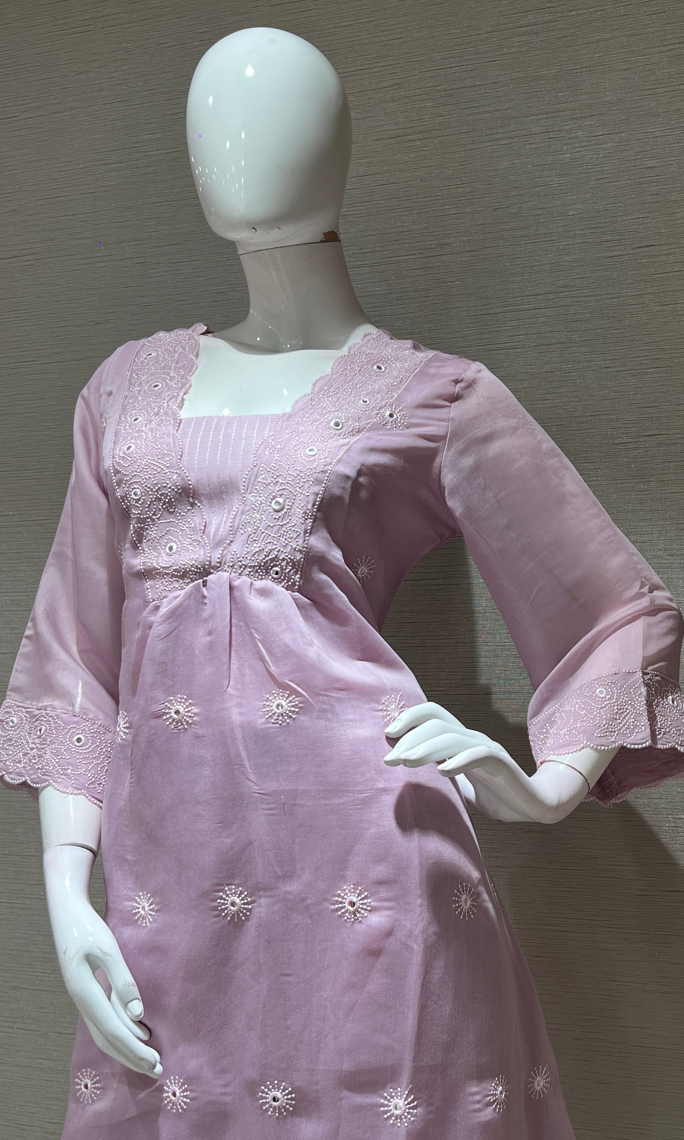 LAVENDER silk embroidered KURTA SET