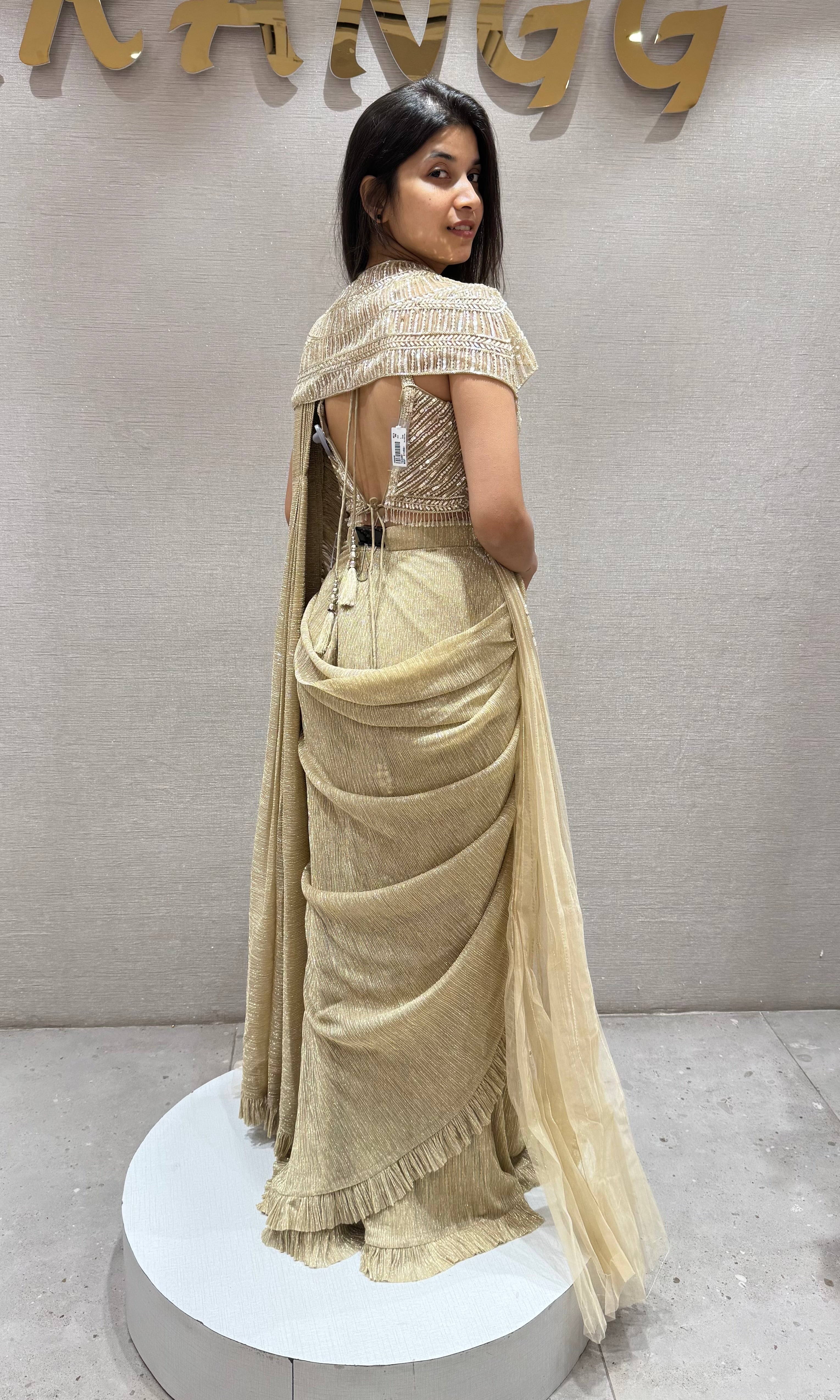Gold Embellished Draped Saree