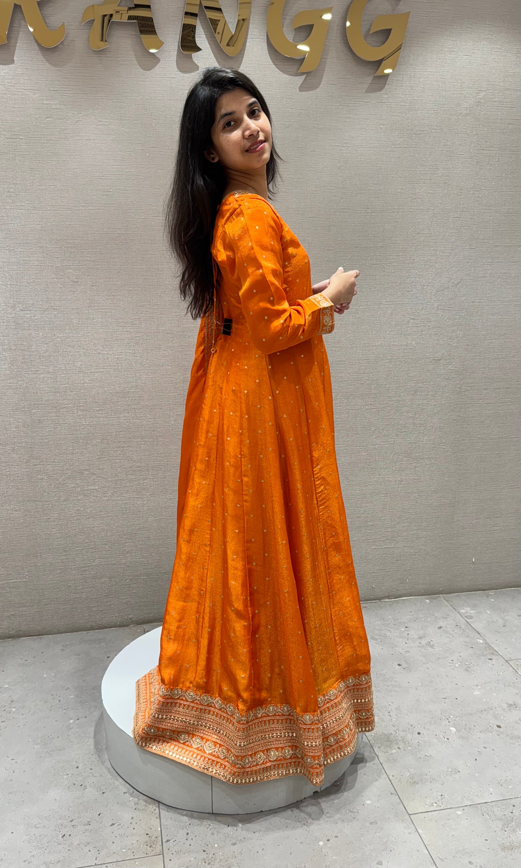 Orange golden Anarkali