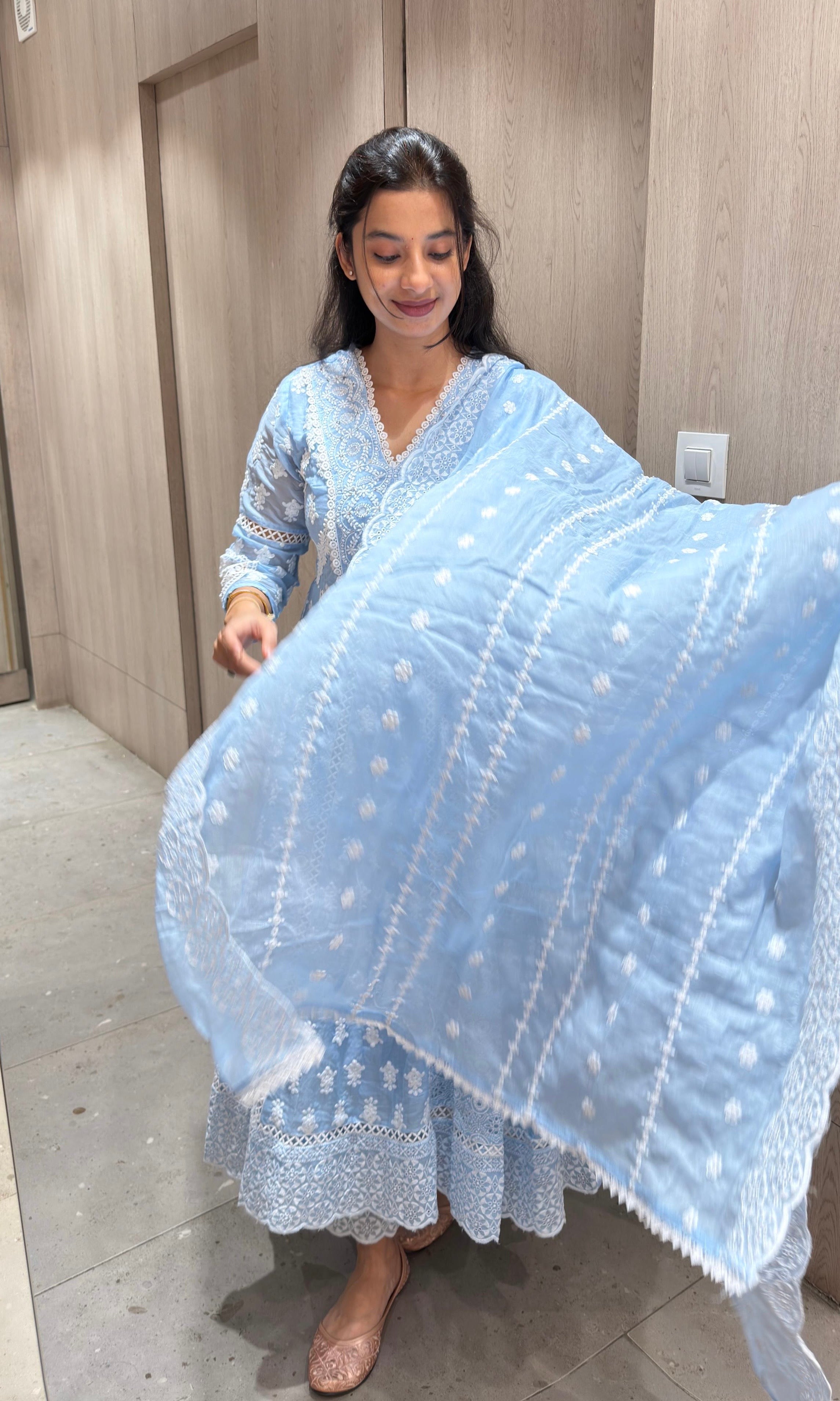 Sea Blue CHIKANKARI kurta