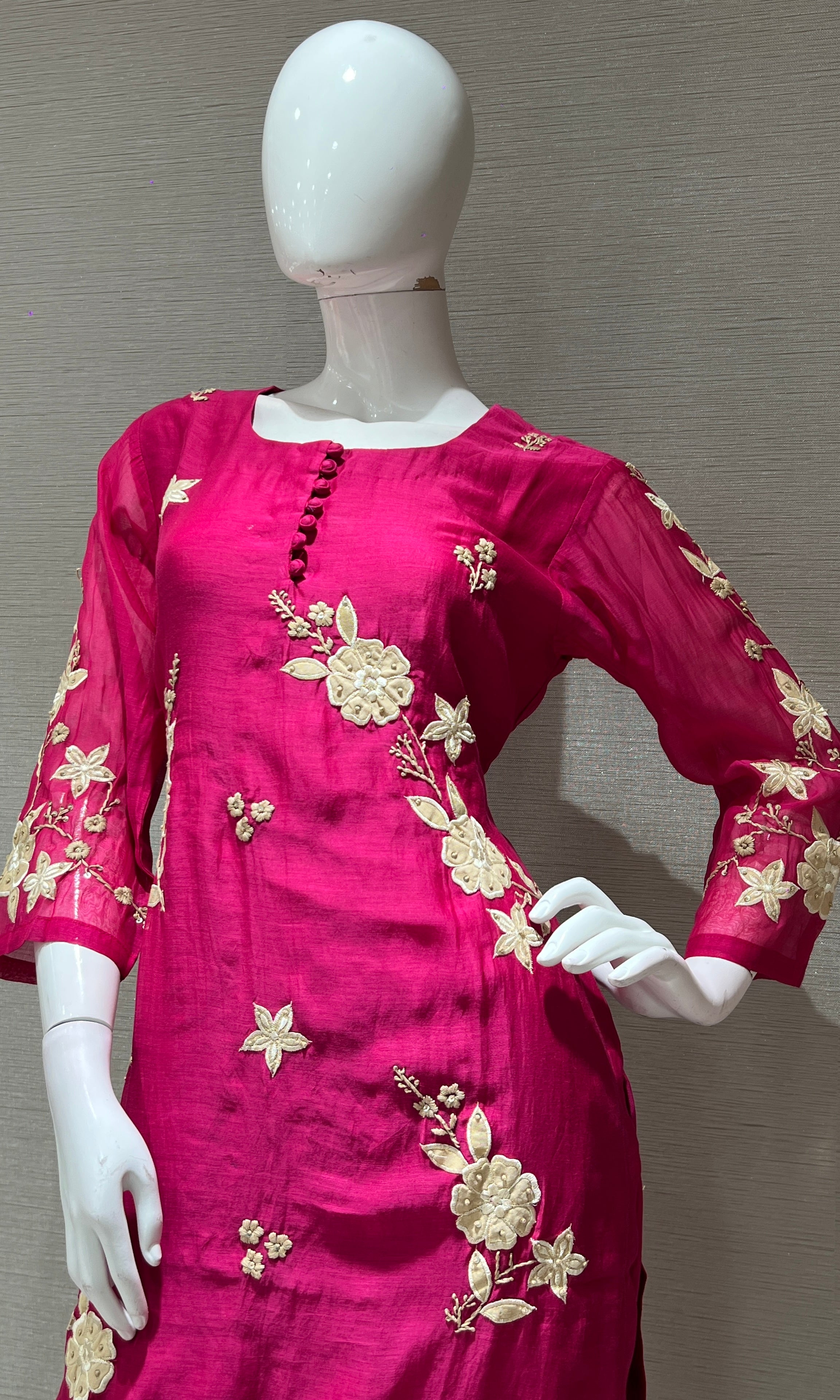 Rani PINK FLORAL MOTIF KURTA SET
