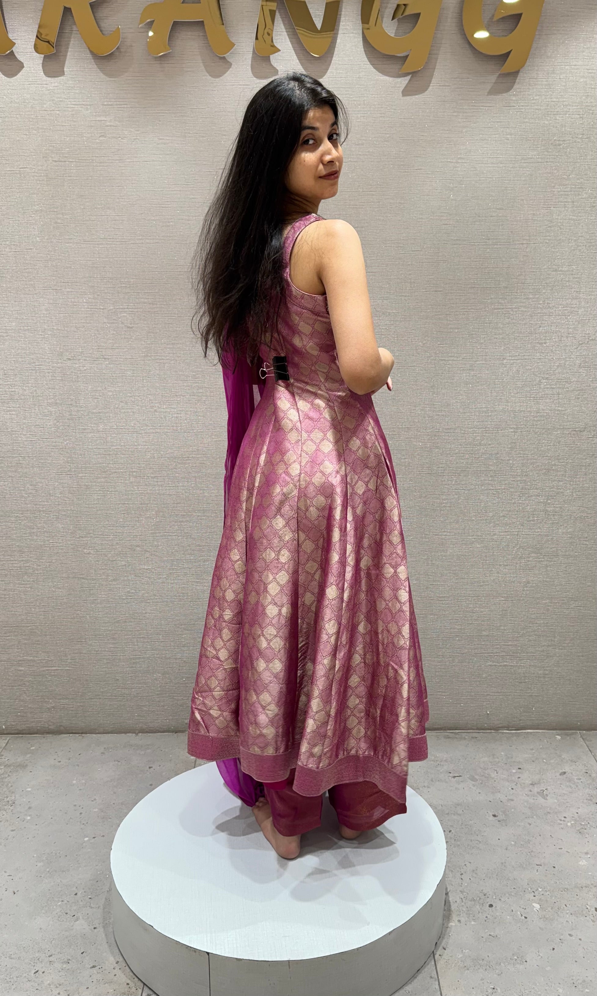 Pink Banarasi EMBROIDERED ANARKALI SET