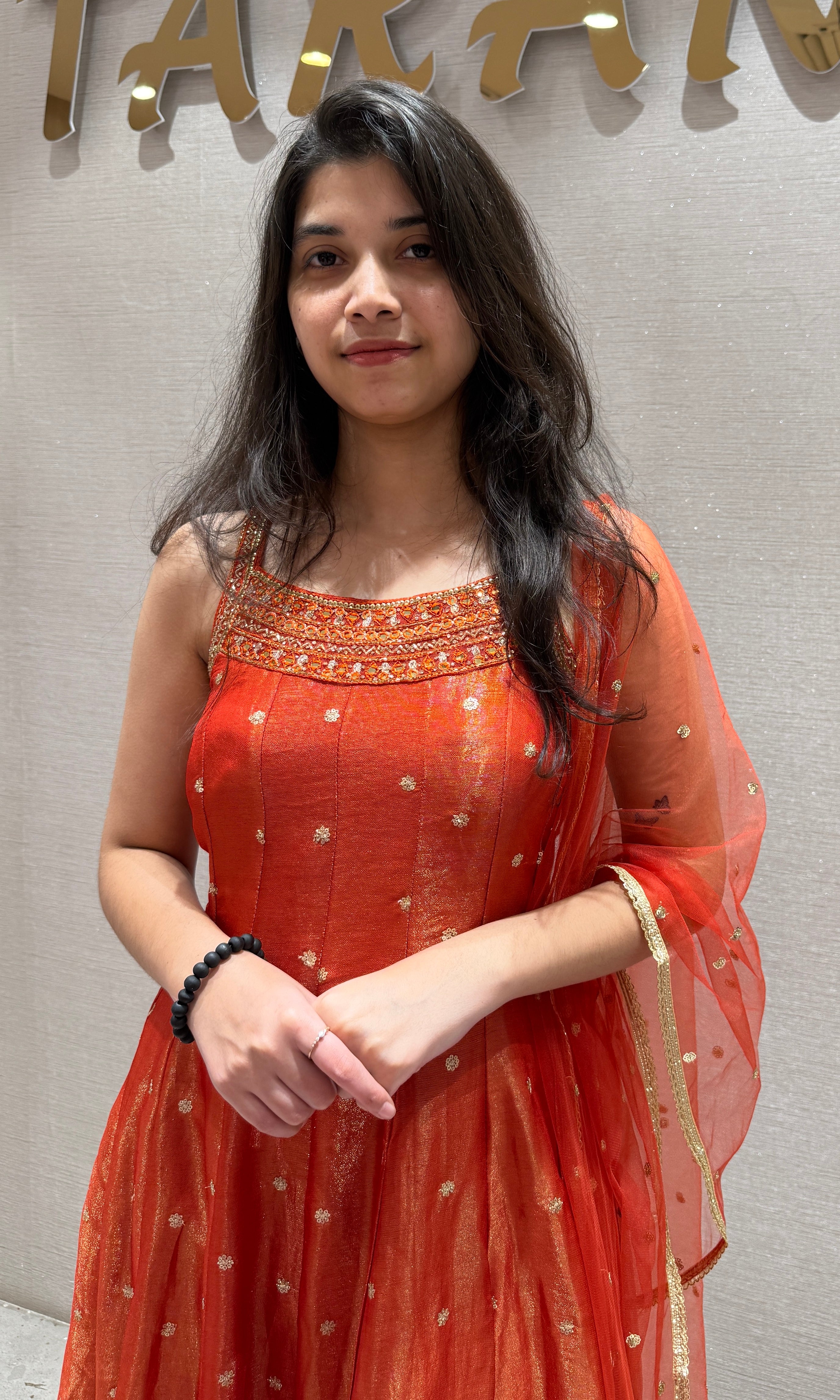 Orange GOLD EMBROIDERED Anarkali