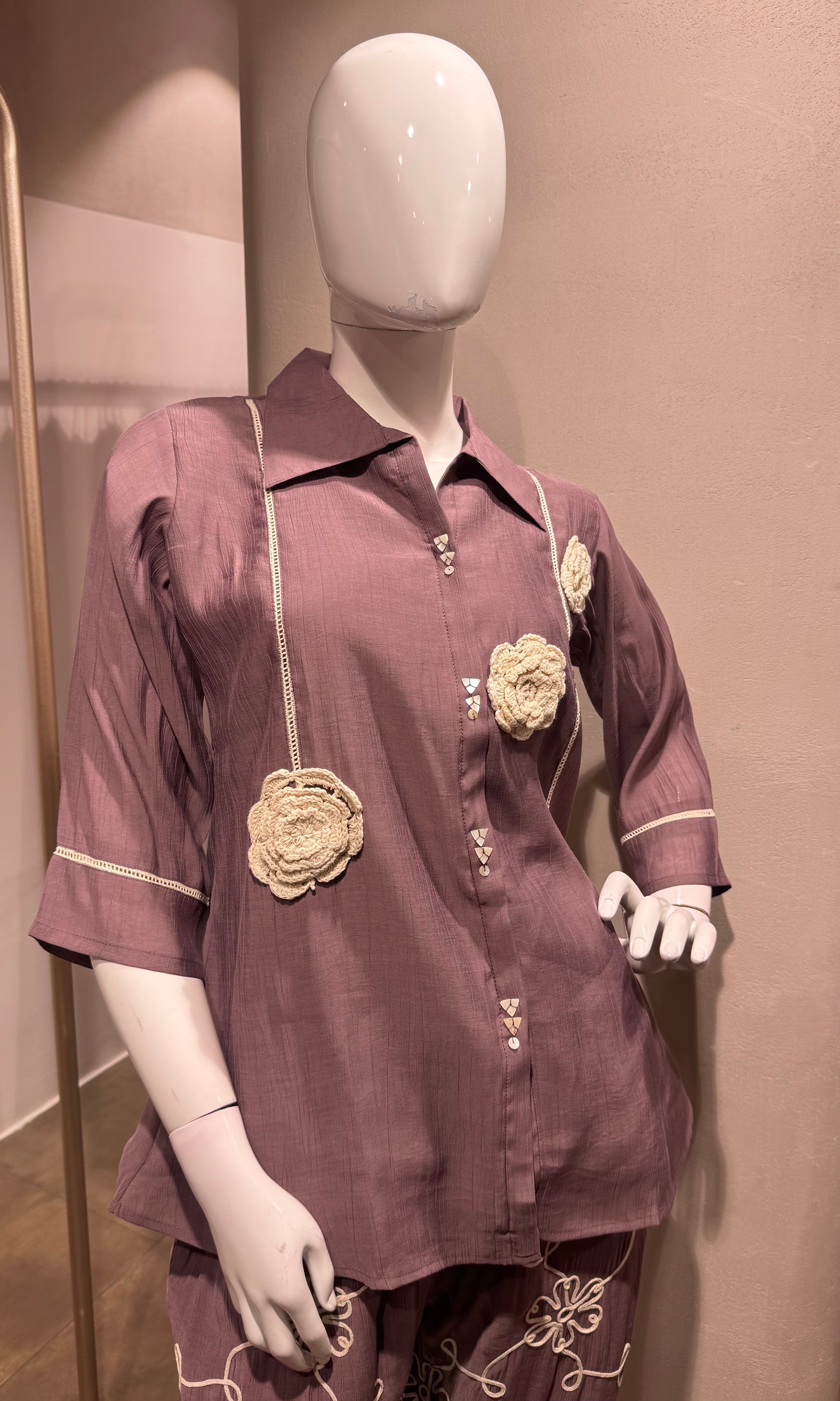 Mauve Blossom Shirt cord set