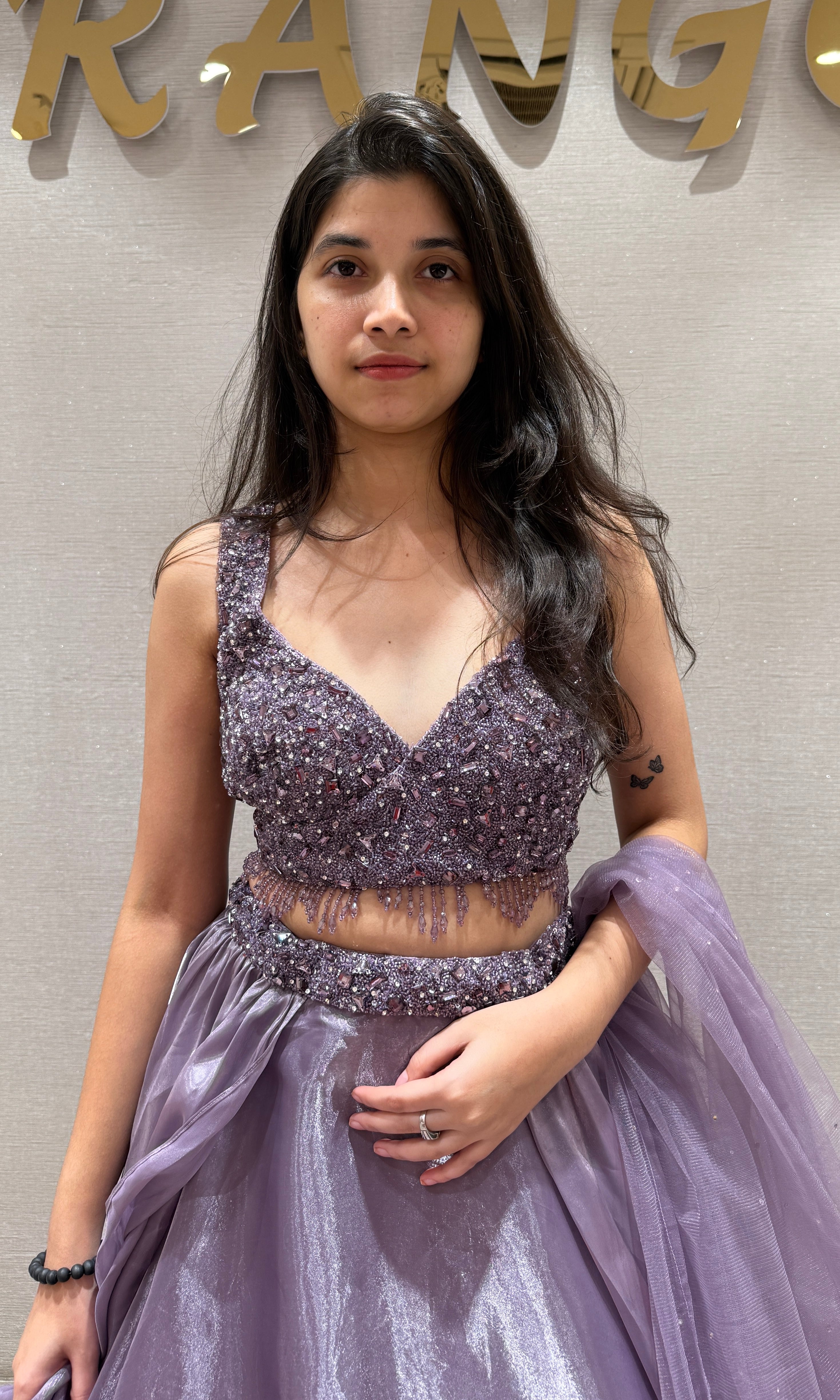 Lilac Sequin Embroidered Lehenga Set
