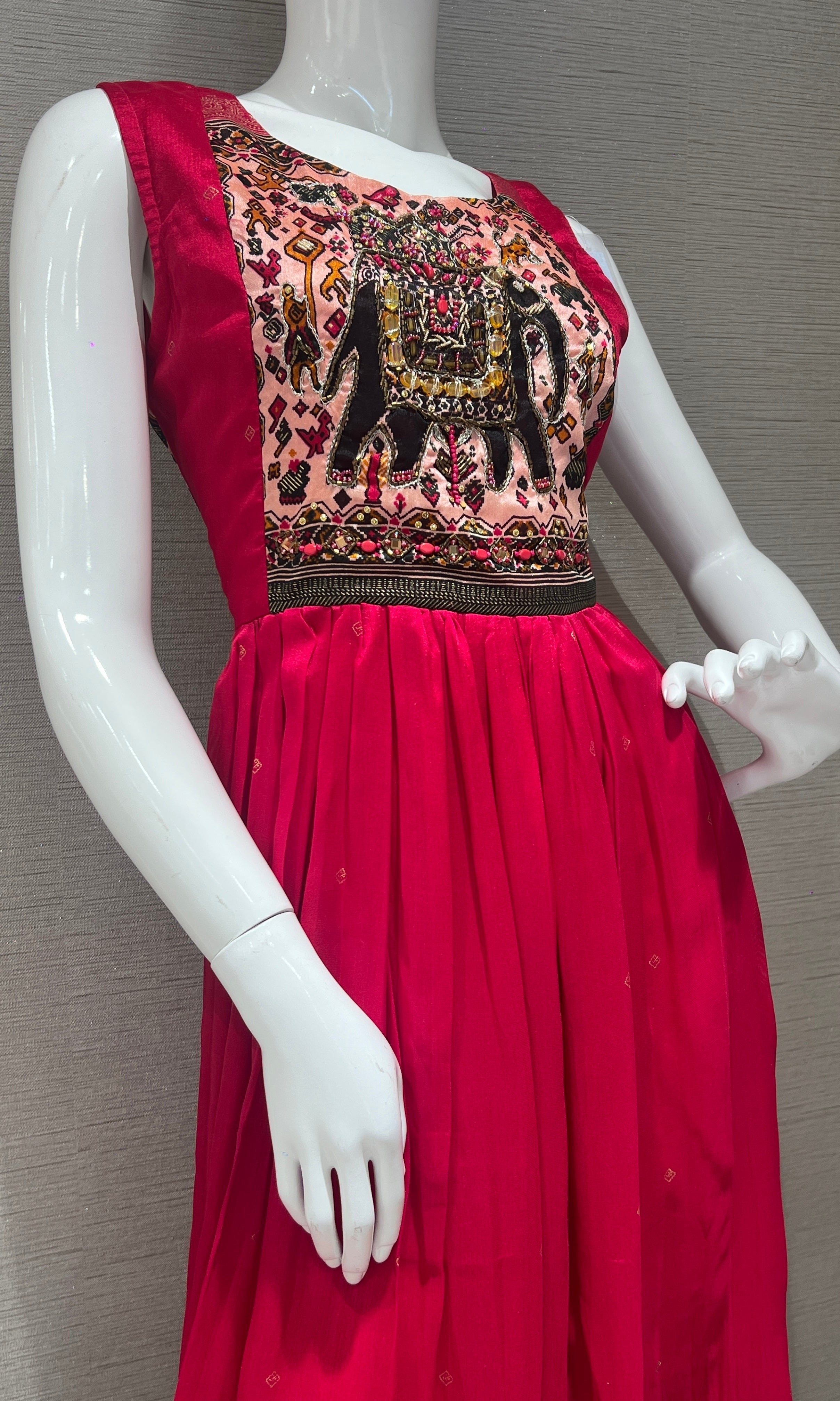 Rani pink ELEPHANT ETHNIC KURTI TOP