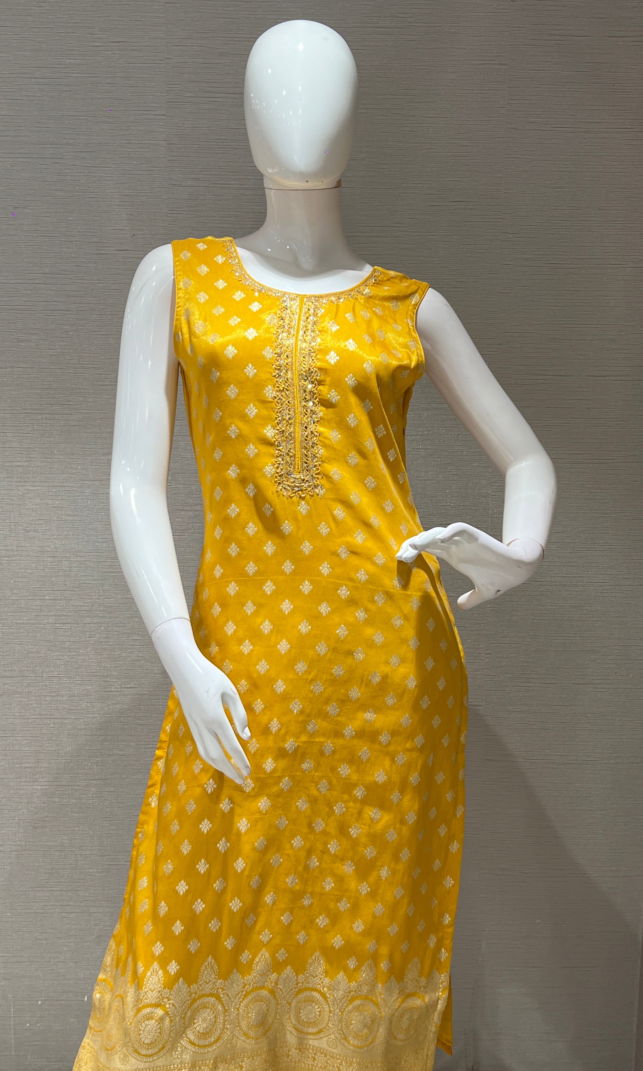 Mustard Yellow BANARASI Embroidered Kurta Set